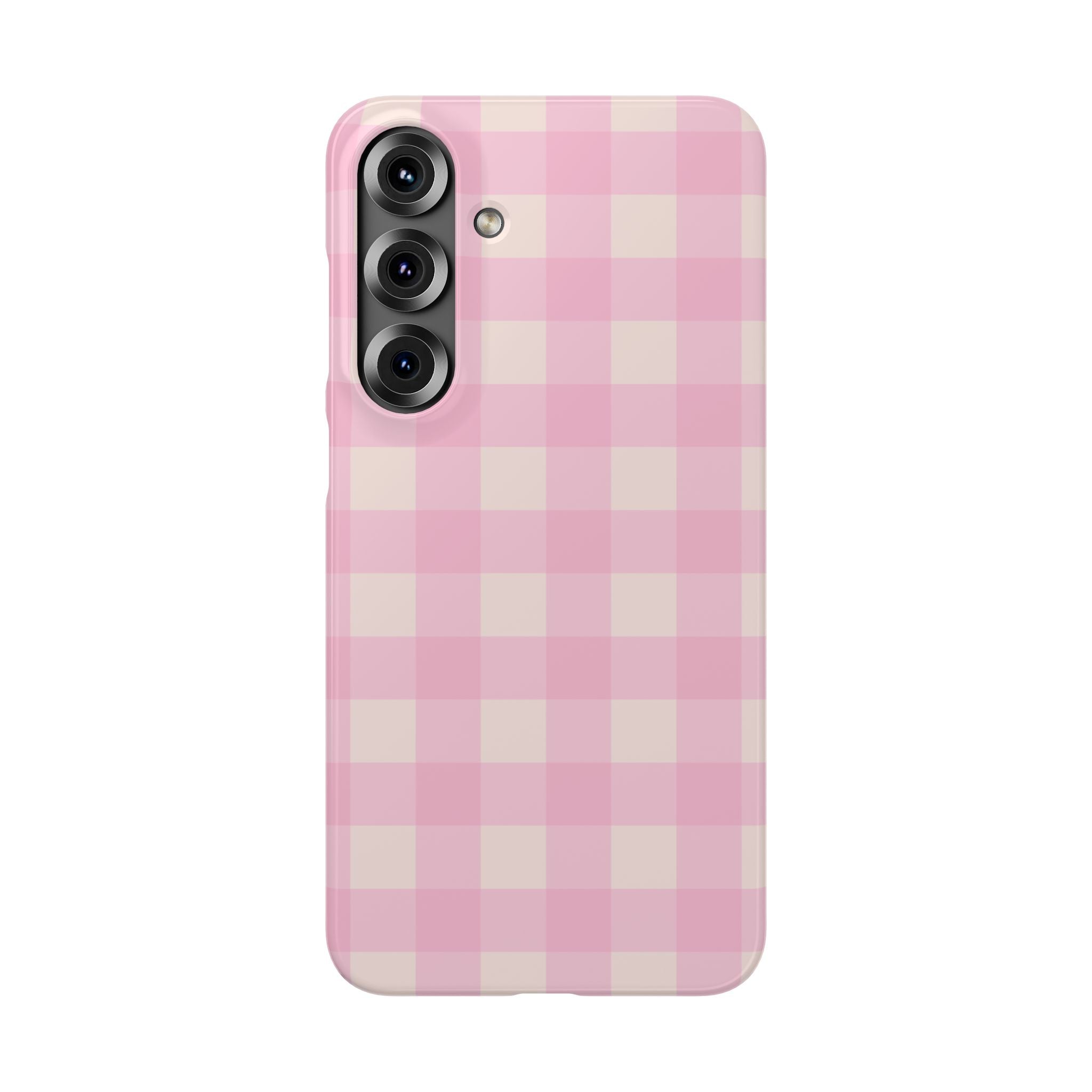 Pink Gingham Snap Phone Case - Cute Pastel Checkered iPhone Cover