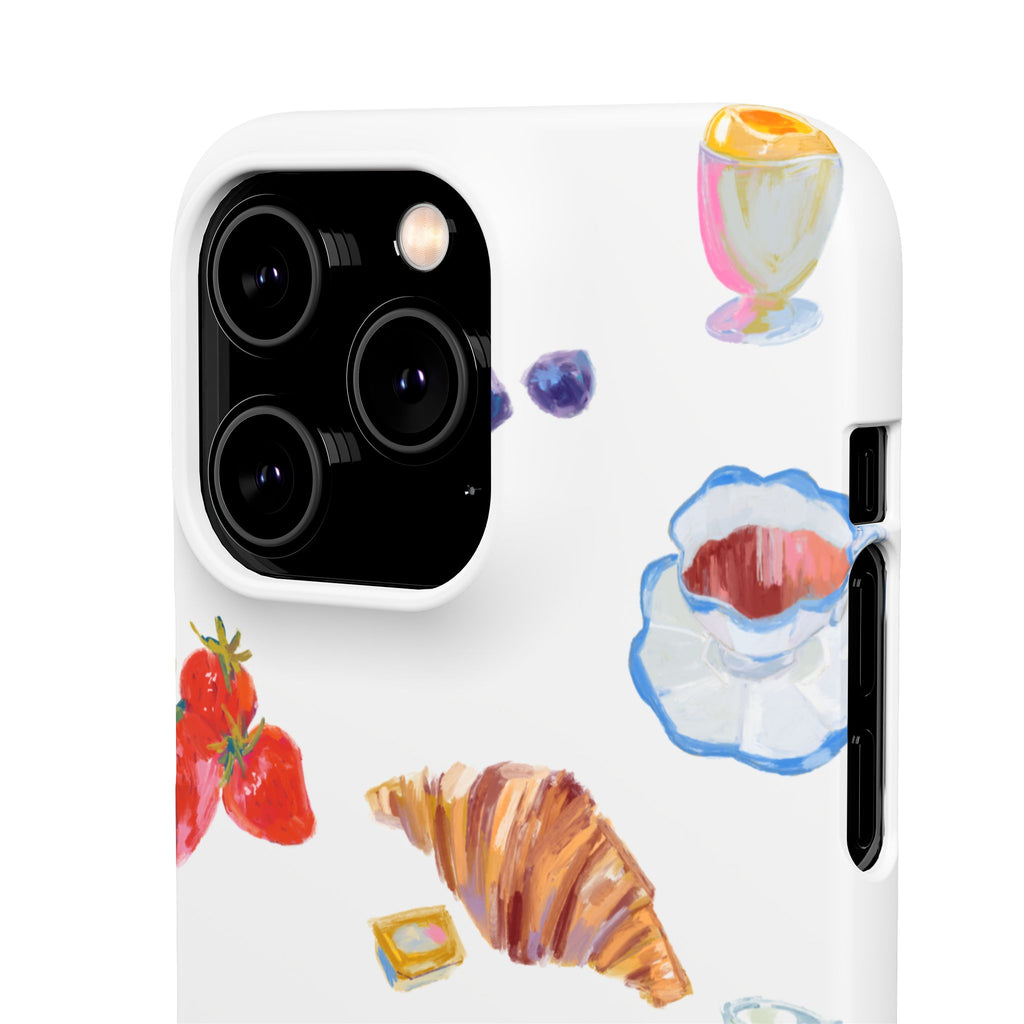 Phone Case — Watercolor Breakfast Pattern (croissant, berries, juice)