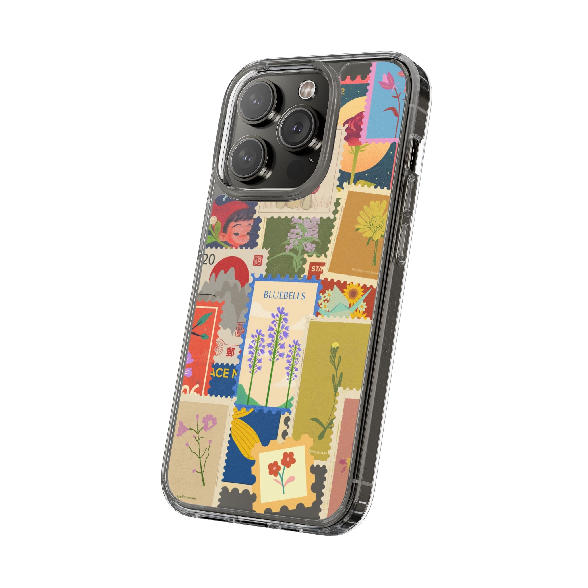 Clear Case — Vintage Floral Stamp Collage Phone Case