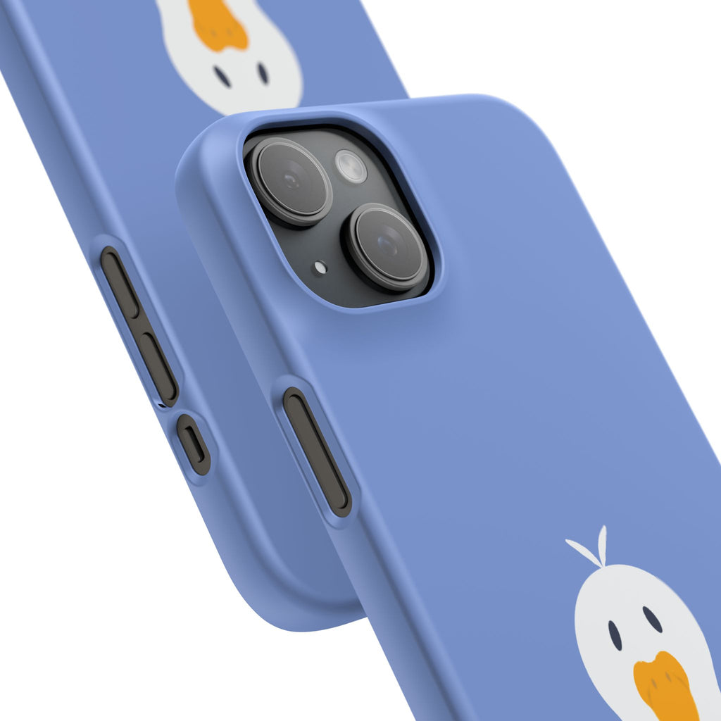 Cute Goose Phone Case – Blue Snap Phone Cover with Whimsical Bird Design