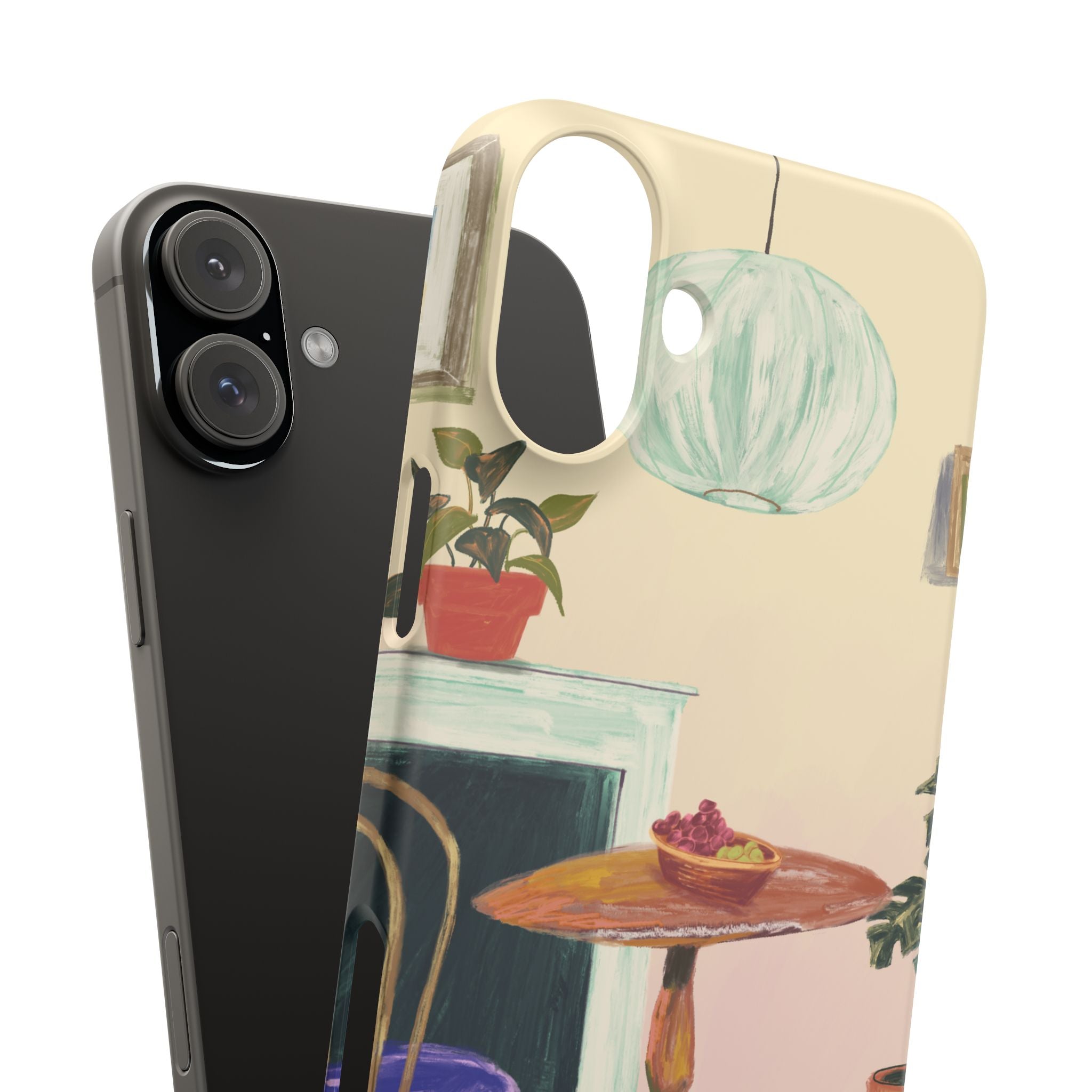 Vintage Bistro Phone Case — Cozy Cafe Interior Illustration Snap Case