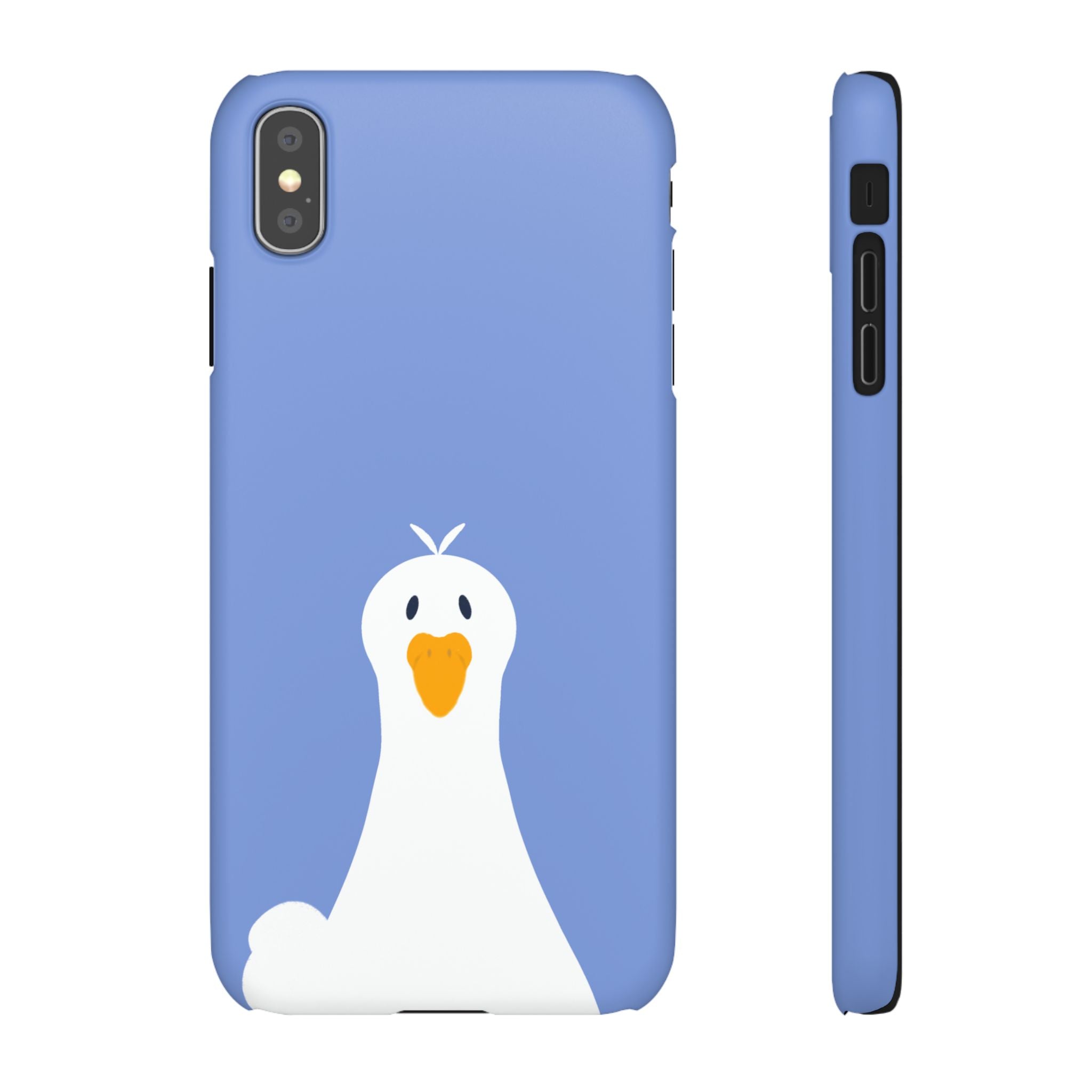 Cute Goose Phone Case – Blue Snap Phone Cover with Whimsical Bird Design