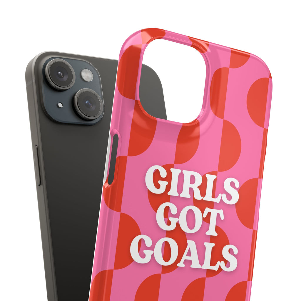 Girls Got Goals Phone Case - Retro Pink Red Motivational Snap Case