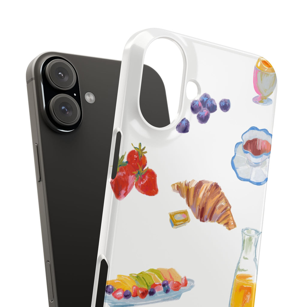 Phone Case — Watercolor Breakfast Pattern (croissant, berries, juice)