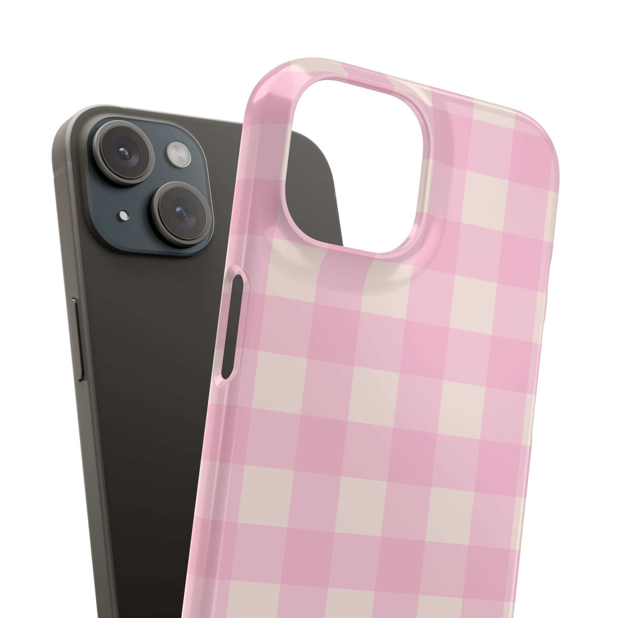 Pink Gingham Snap Phone Case - Cute Pastel Checkered iPhone Cover