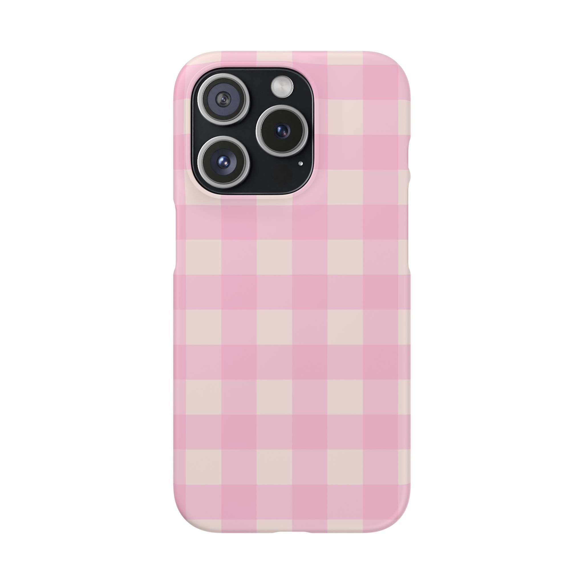 Pink Gingham Snap Phone Case - Cute Pastel Checkered iPhone Cover