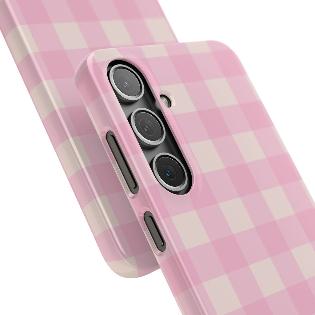Pink Gingham Snap Phone Case - Cute Pastel Checkered iPhone Cover