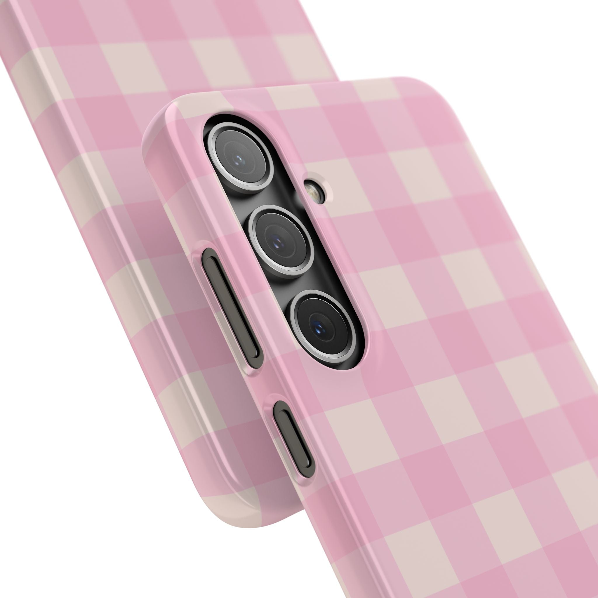 Pink Gingham Snap Phone Case - Cute Pastel Checkered iPhone Cover