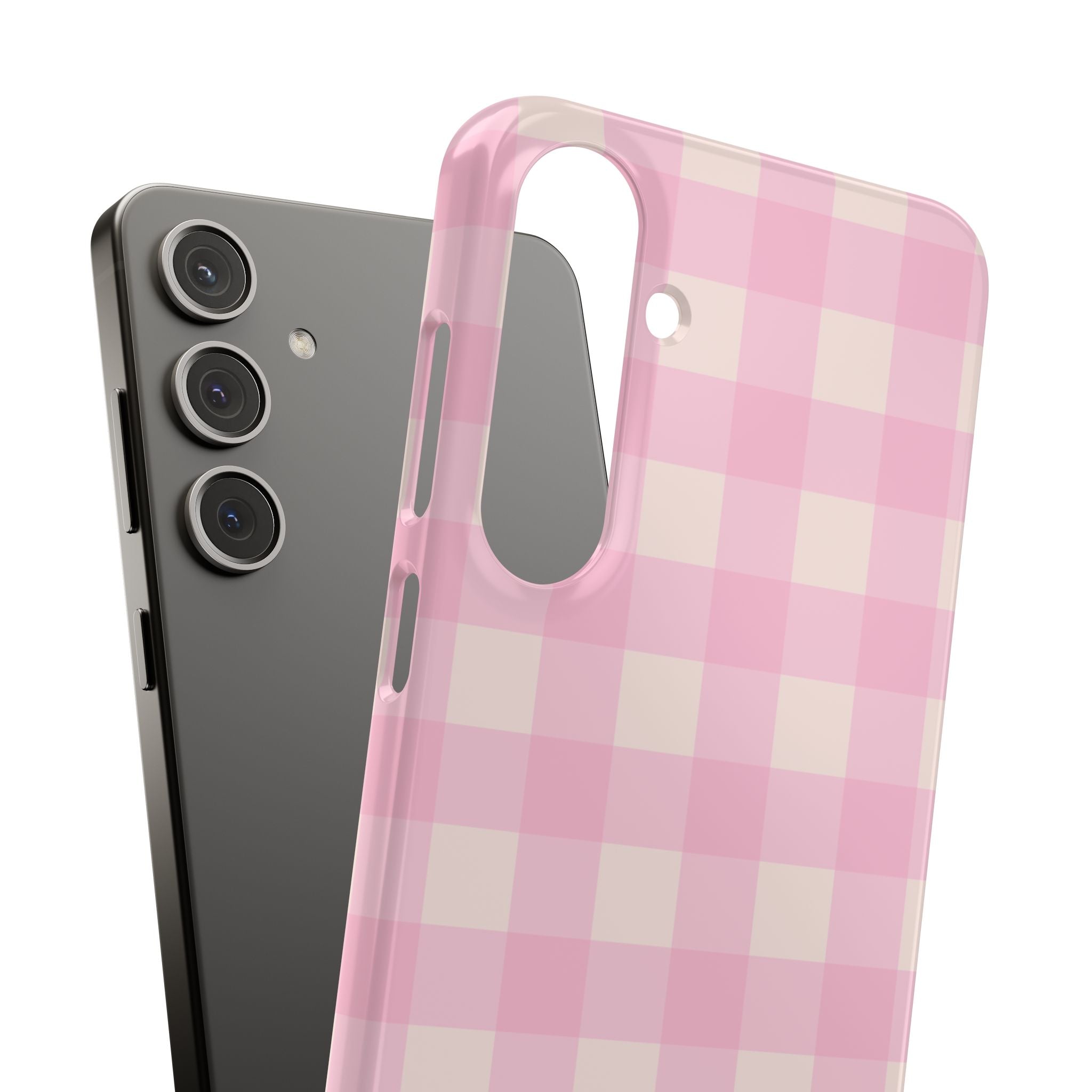 Pink Gingham Snap Phone Case - Cute Pastel Checkered iPhone Cover