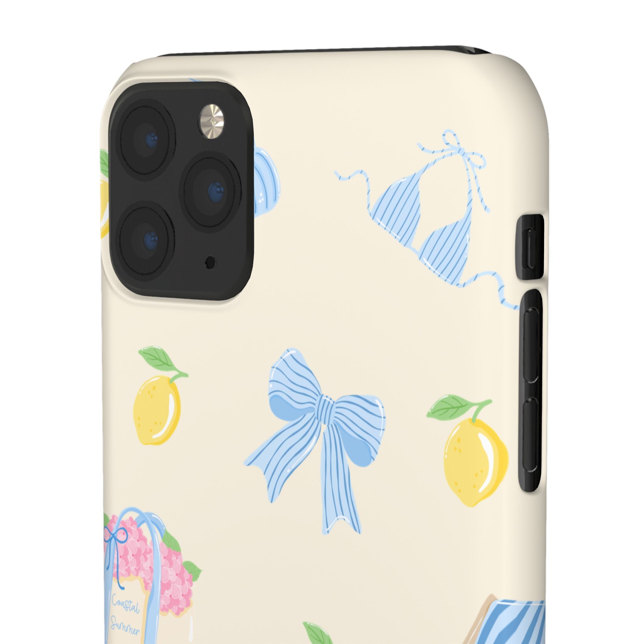 Cute Lemon & Beach Pattern Phone Case — Pastel Summer Snap Case