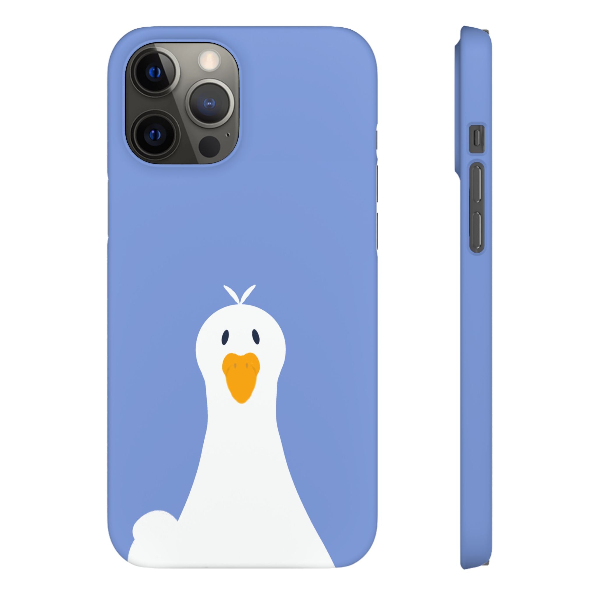 Cute Goose Phone Case – Blue Snap Phone Cover with Whimsical Bird Design