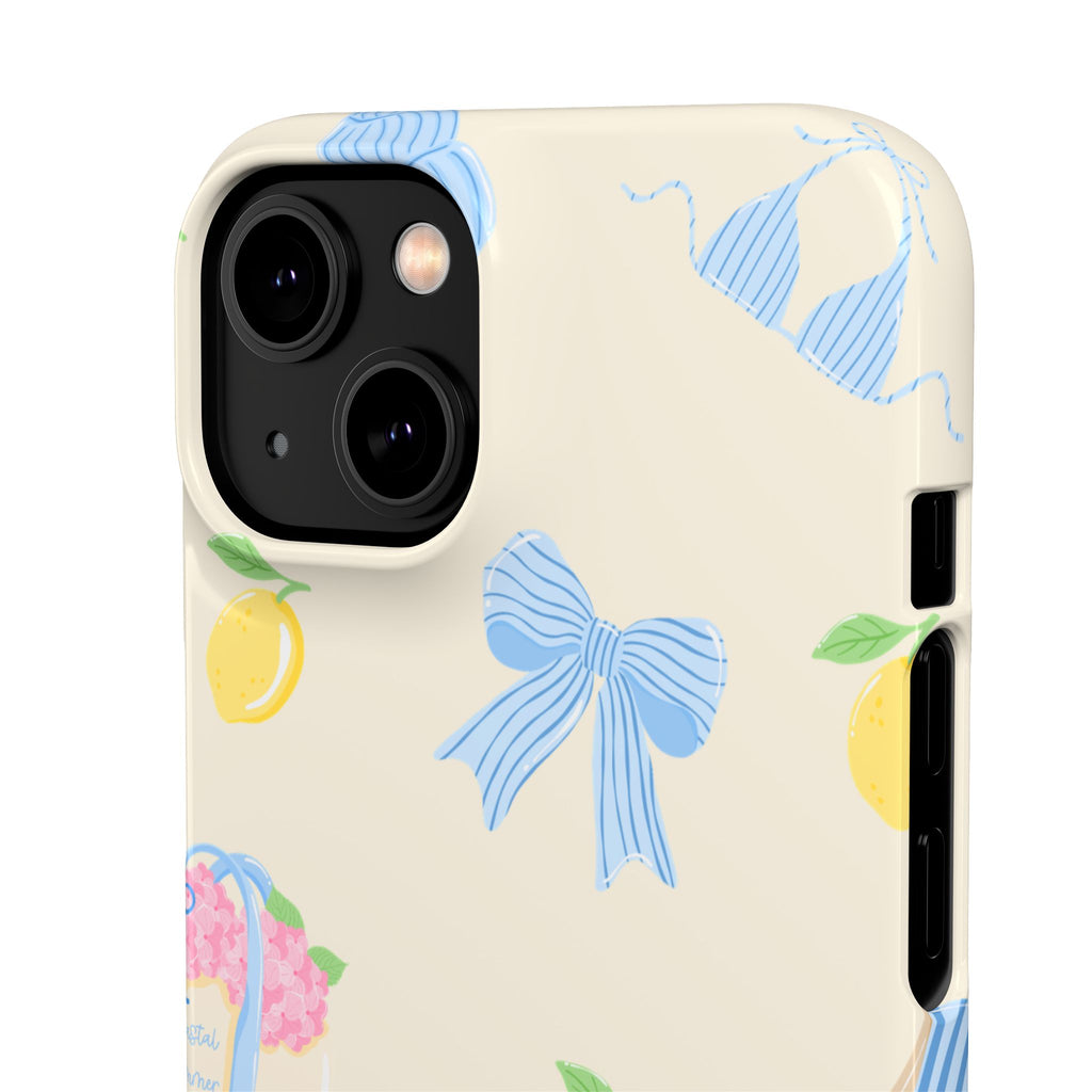Cute Lemon & Beach Pattern Phone Case — Pastel Summer Snap Case