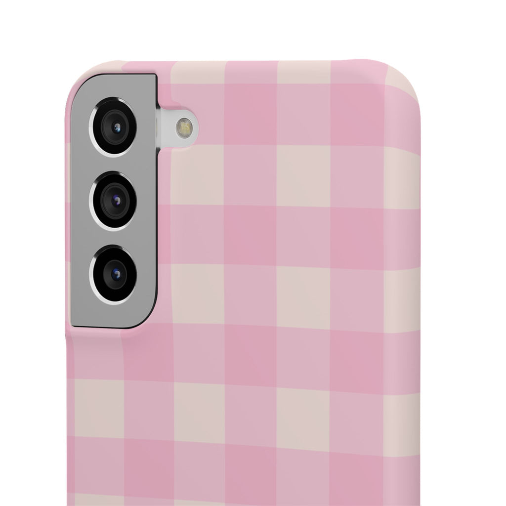 Pink Gingham Snap Phone Case - Cute Pastel Checkered iPhone Cover