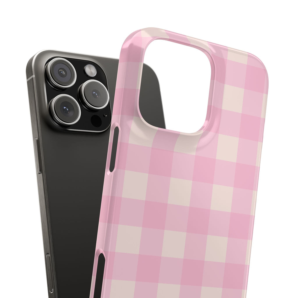 Pink Gingham Snap Phone Case - Cute Pastel Checkered iPhone Cover