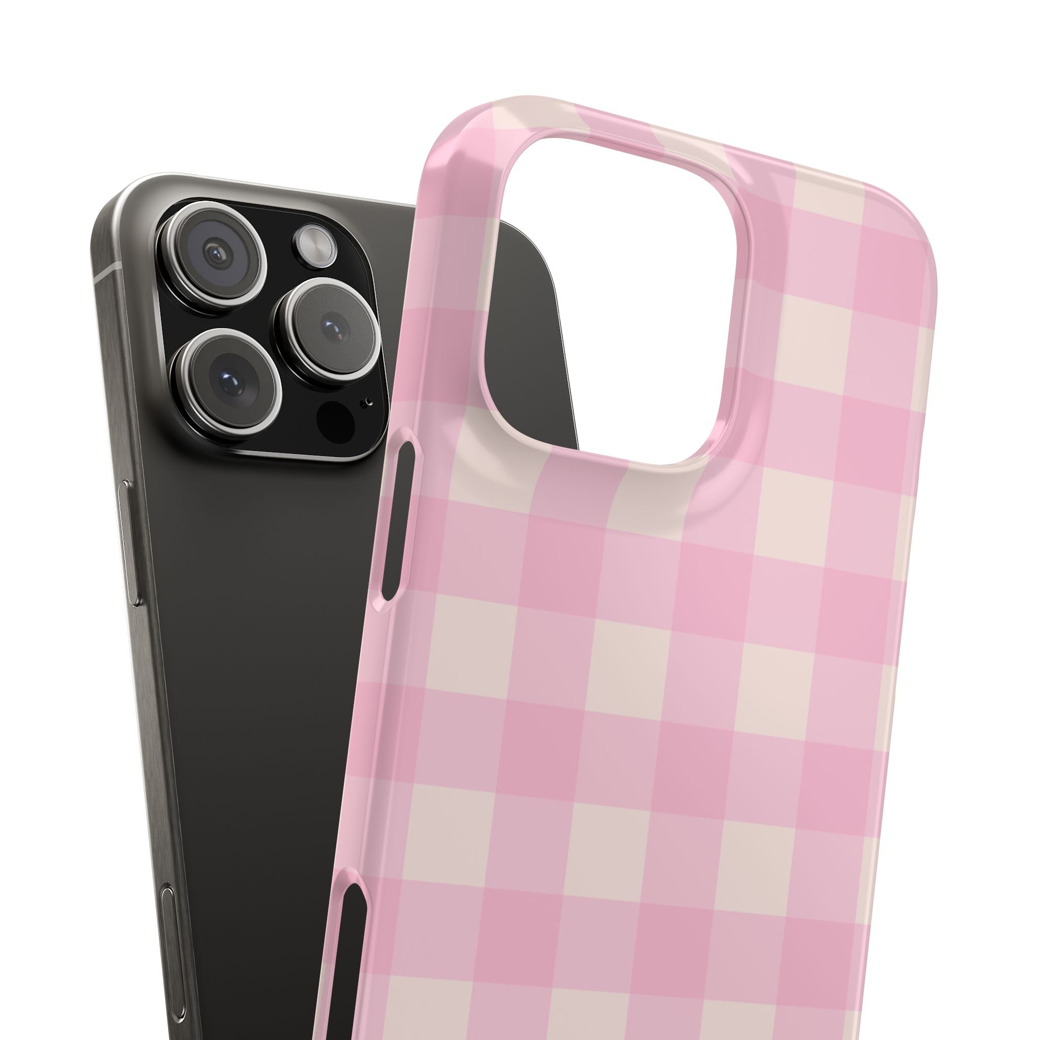 Pink Gingham Snap Phone Case - Cute Pastel Checkered iPhone Cover