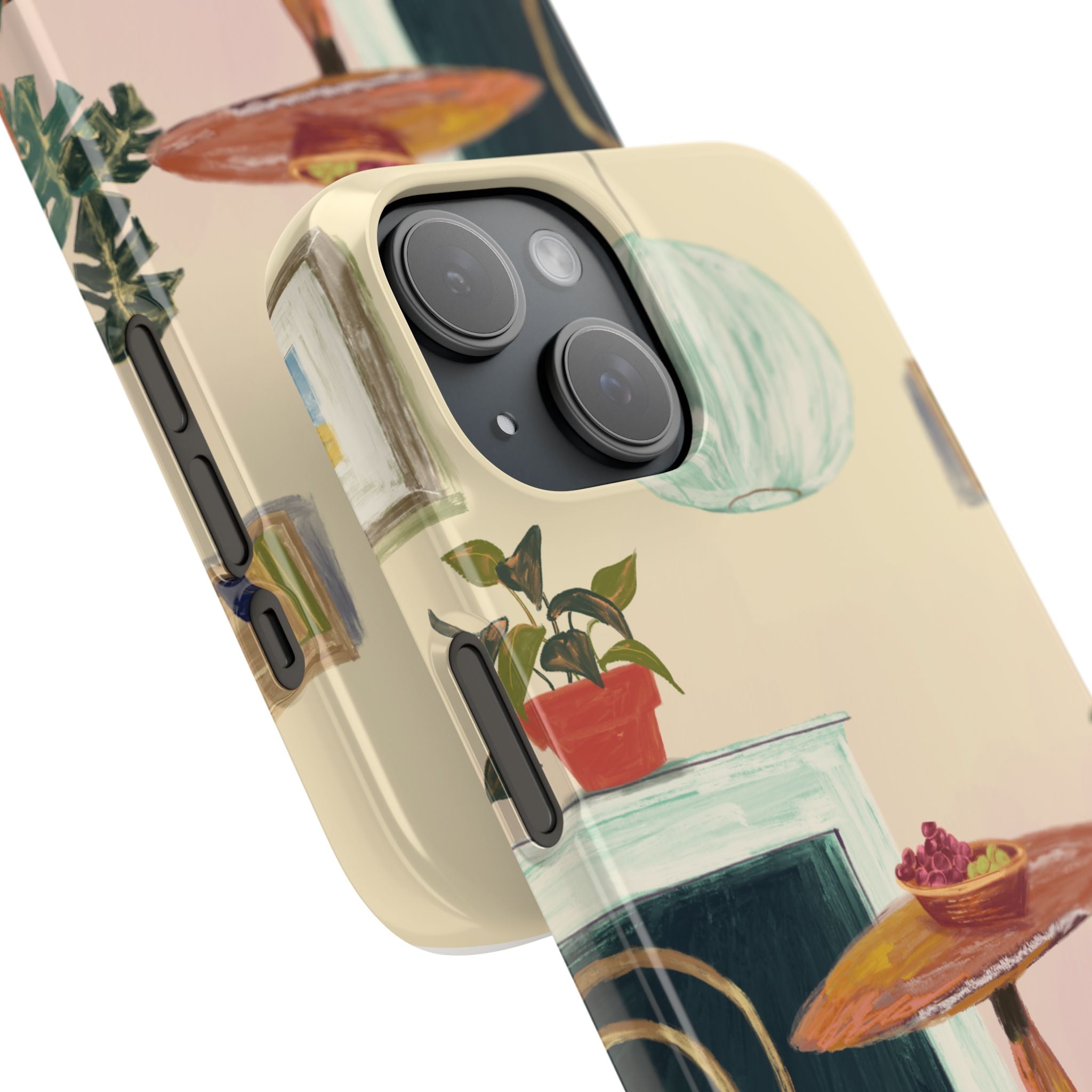 Vintage Bistro Phone Case — Cozy Cafe Interior Illustration Snap Case