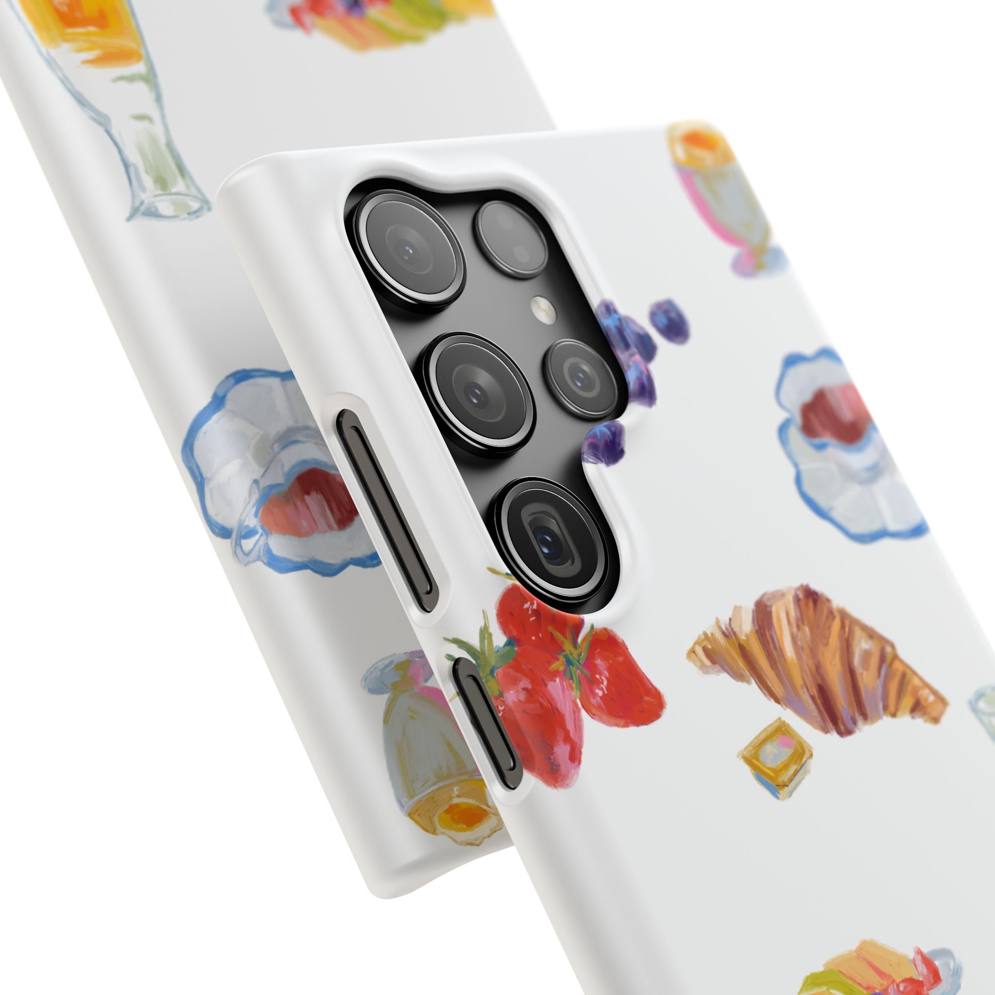 Phone Case — Watercolor Breakfast Pattern (croissant, berries, juice)
