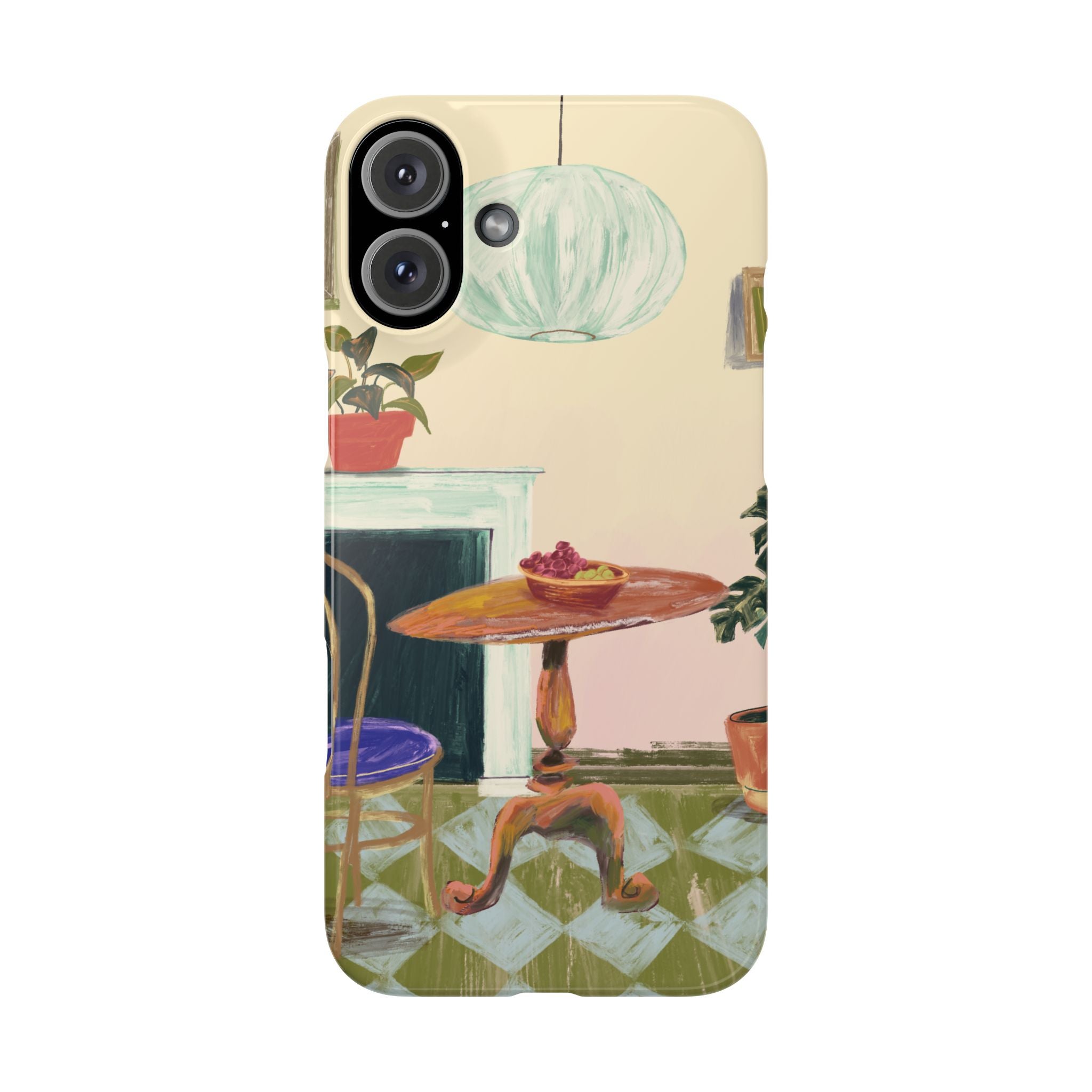 Vintage Bistro Phone Case — Cozy Cafe Interior Illustration Snap Case