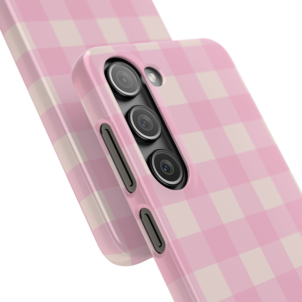 Pink Gingham Snap Phone Case - Cute Pastel Checkered iPhone Cover