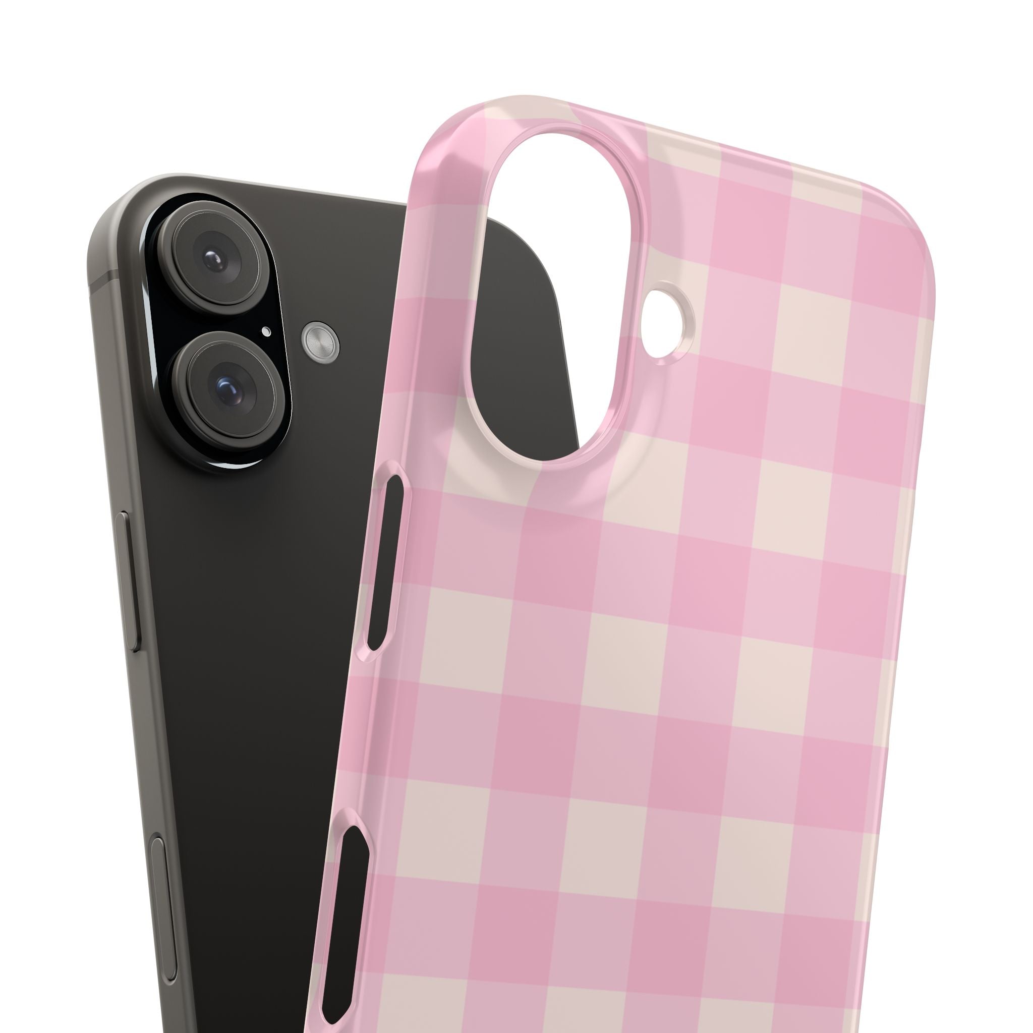 Pink Gingham Snap Phone Case - Cute Pastel Checkered iPhone Cover
