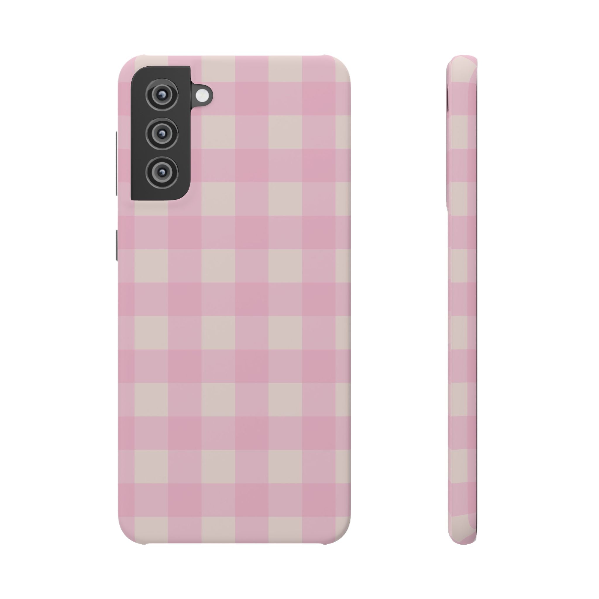 Pink Gingham Snap Phone Case - Cute Pastel Checkered iPhone Cover