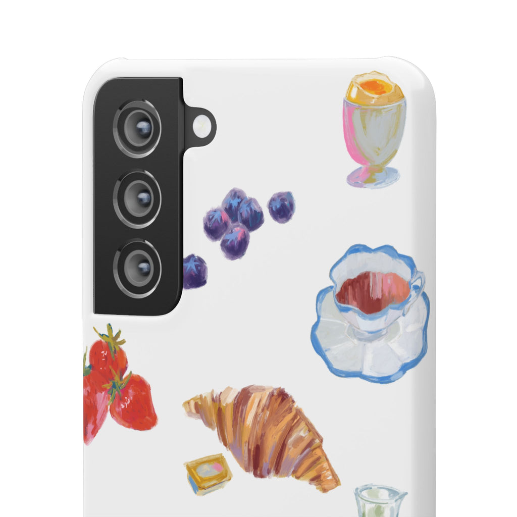Phone Case — Watercolor Breakfast Pattern (croissant, berries, juice)