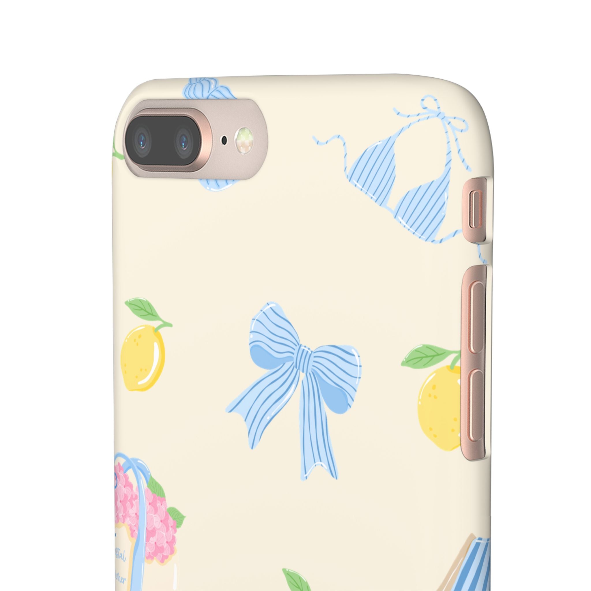 Cute Lemon & Beach Pattern Phone Case — Pastel Summer Snap Case
