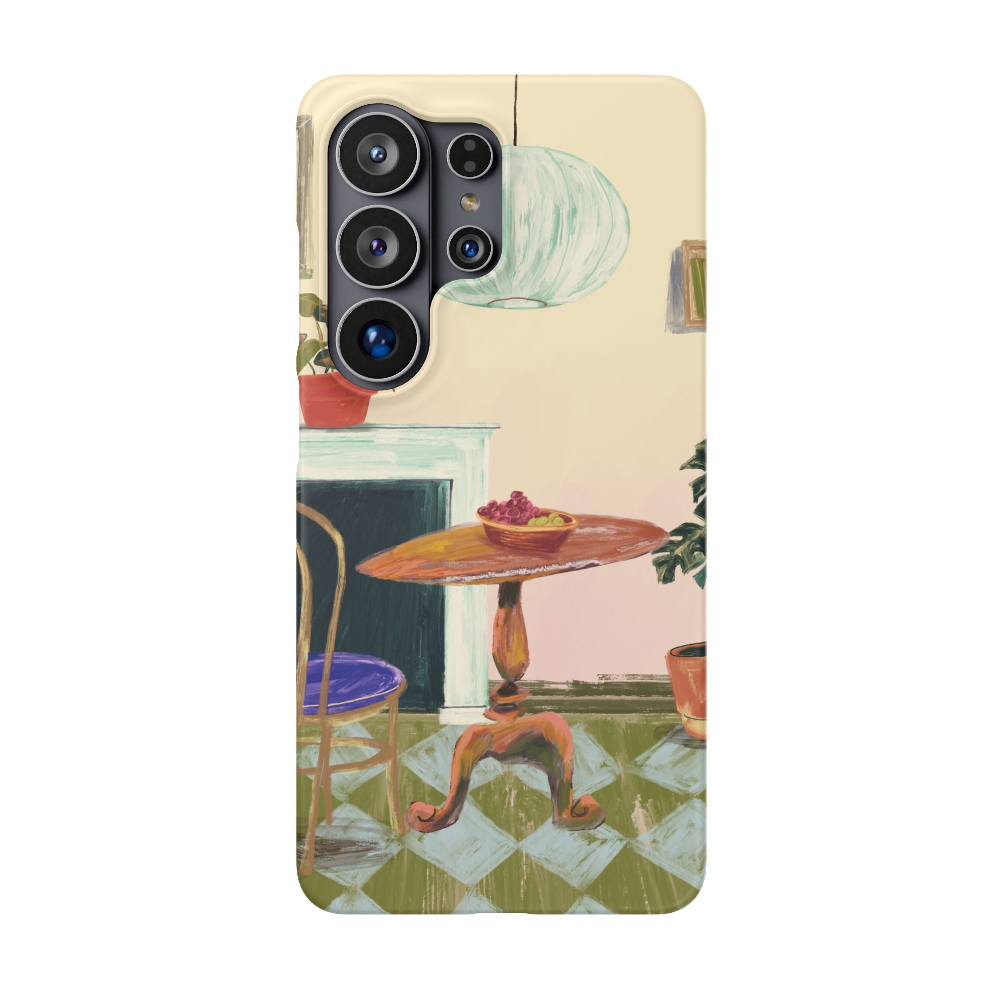 Vintage Bistro Phone Case — Cozy Cafe Interior Illustration Snap Case