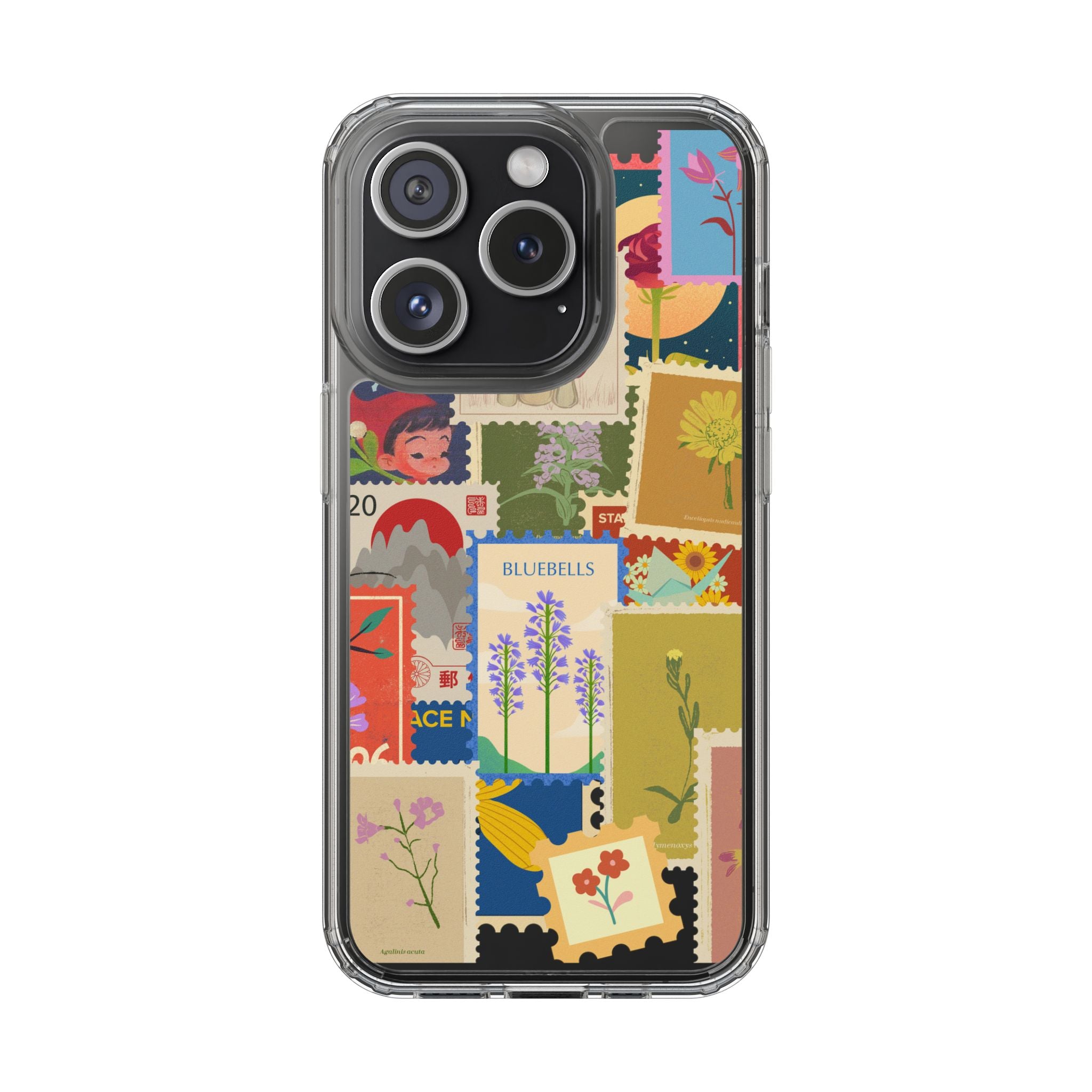 Clear Case — Vintage Floral Stamp Collage Phone Case