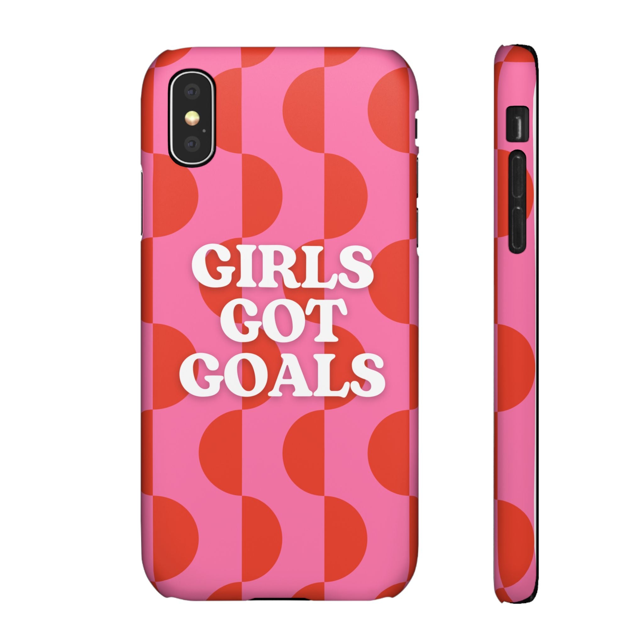 Girls Got Goals Phone Case - Retro Pink Red Motivational Snap Case