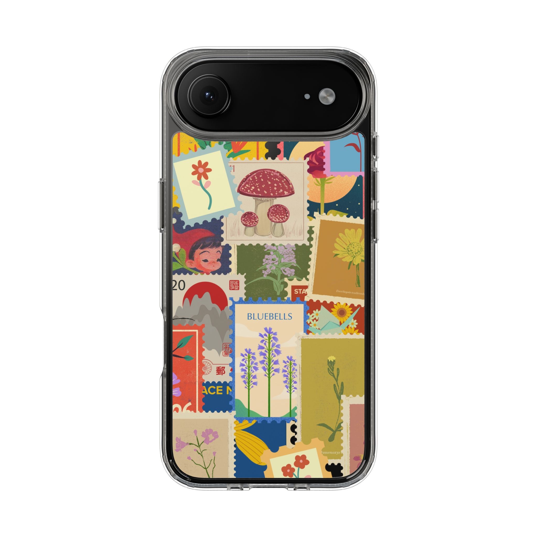 Clear Case — Vintage Floral Stamp Collage Phone Case