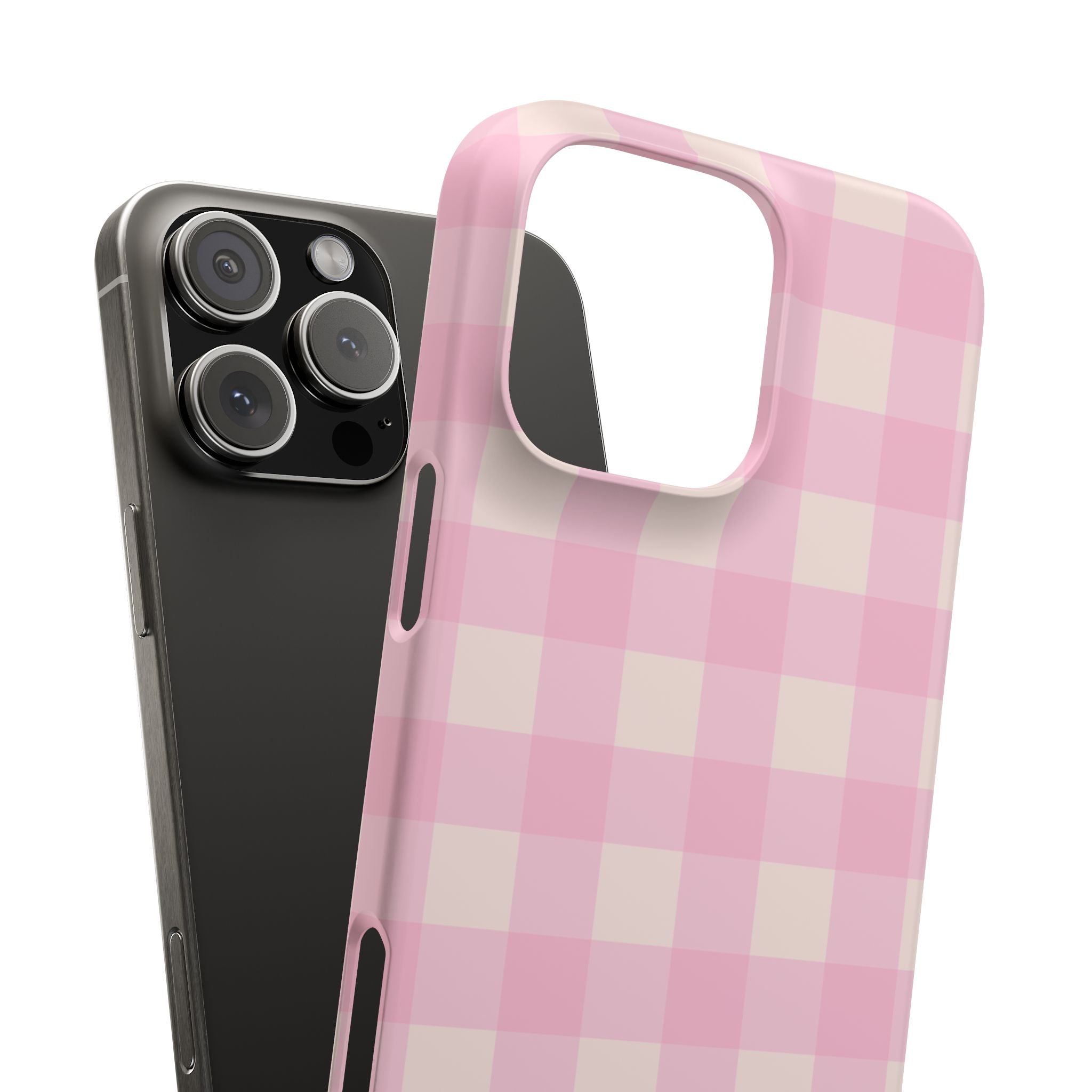 Pink Gingham Snap Phone Case - Cute Pastel Checkered iPhone Cover