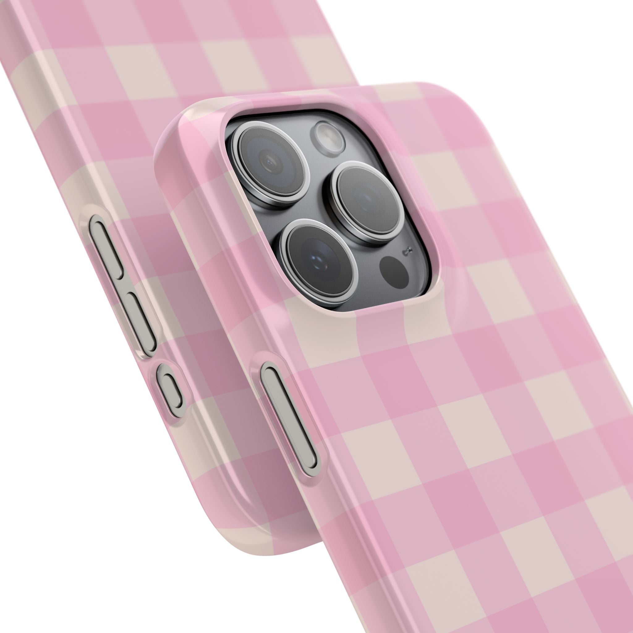 Pink Gingham Snap Phone Case - Cute Pastel Checkered iPhone Cover