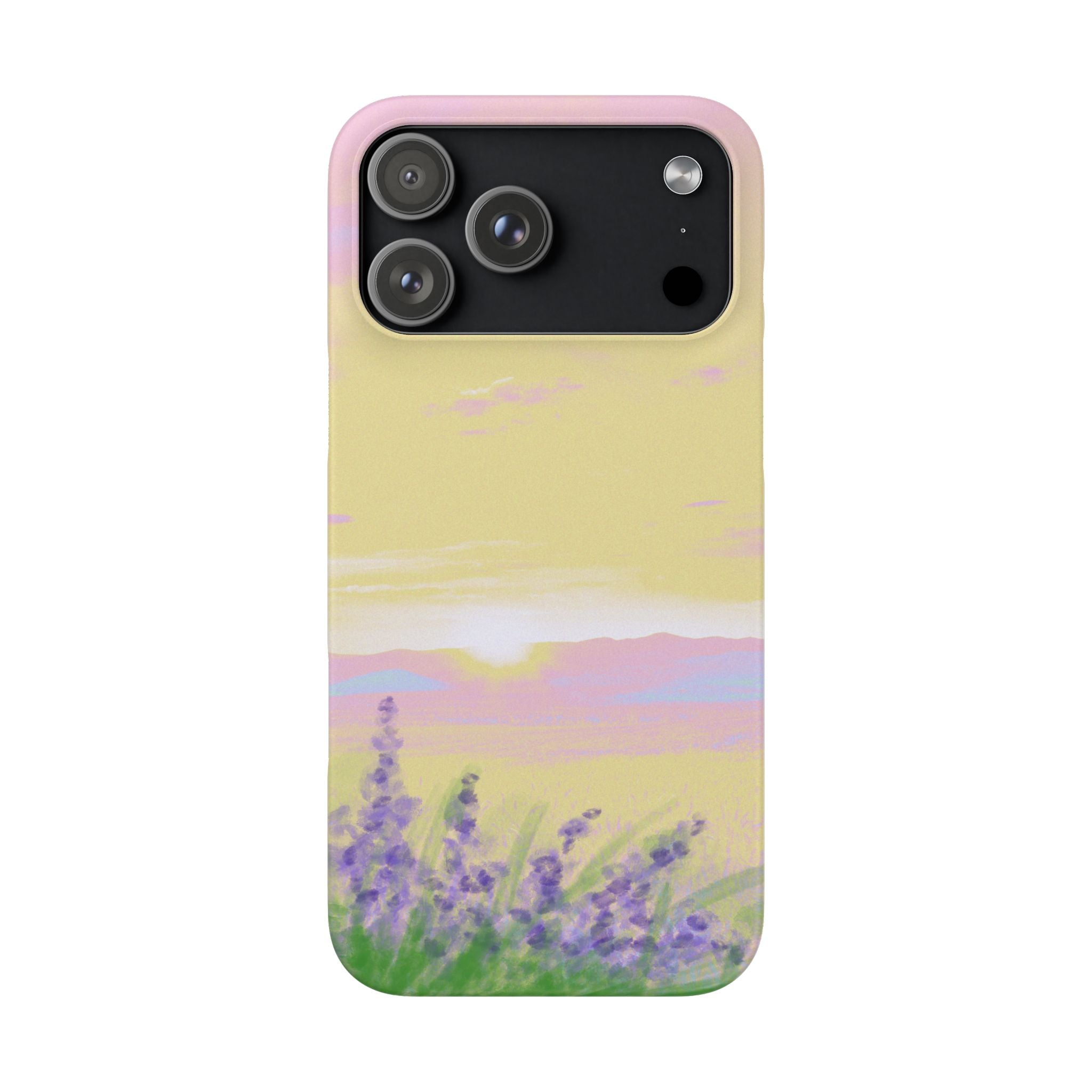 Pastel Lavender Field Phone Case — Sunset Sky Snap Case