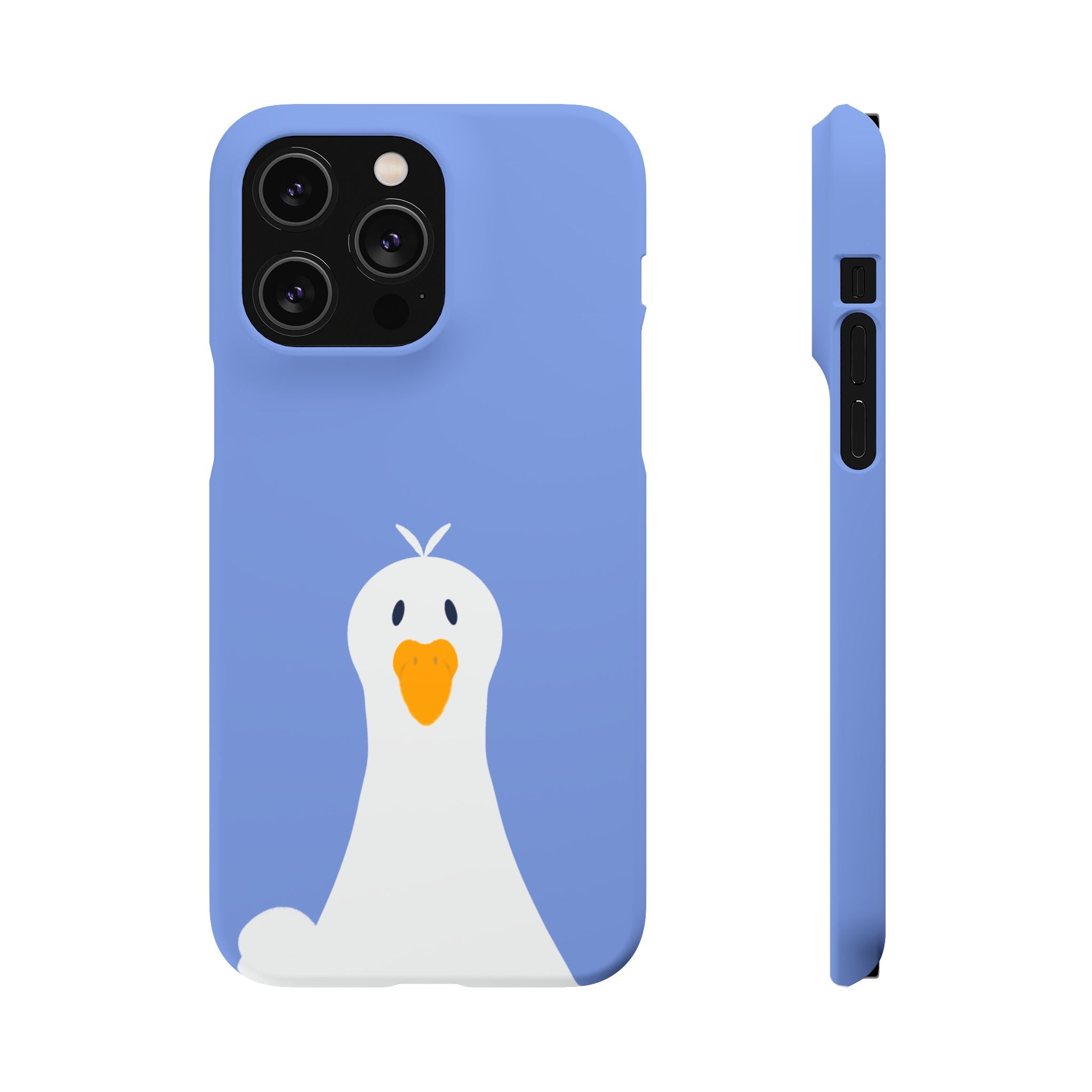 Cute Goose Phone Case – Blue Snap Phone Cover with Whimsical Bird Design
