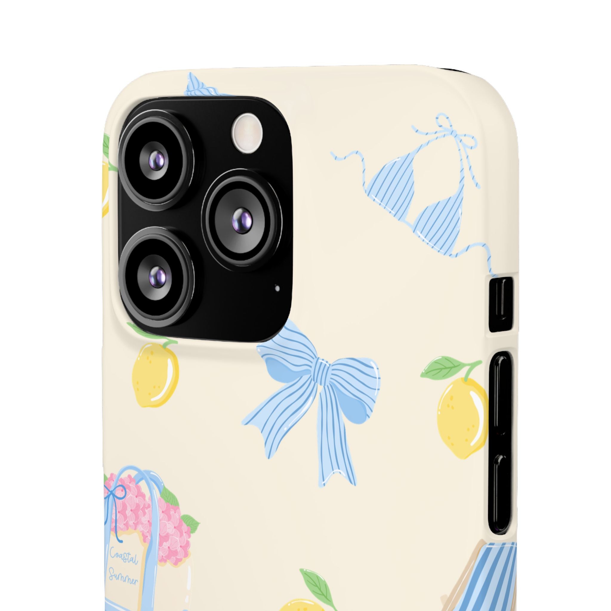 Cute Lemon & Beach Pattern Phone Case — Pastel Summer Snap Case