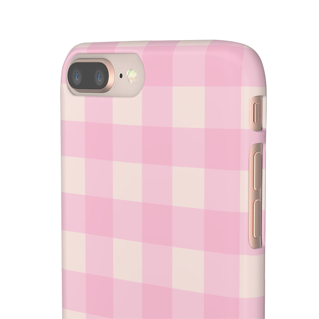 Pink Gingham Snap Phone Case - Cute Pastel Checkered iPhone Cover