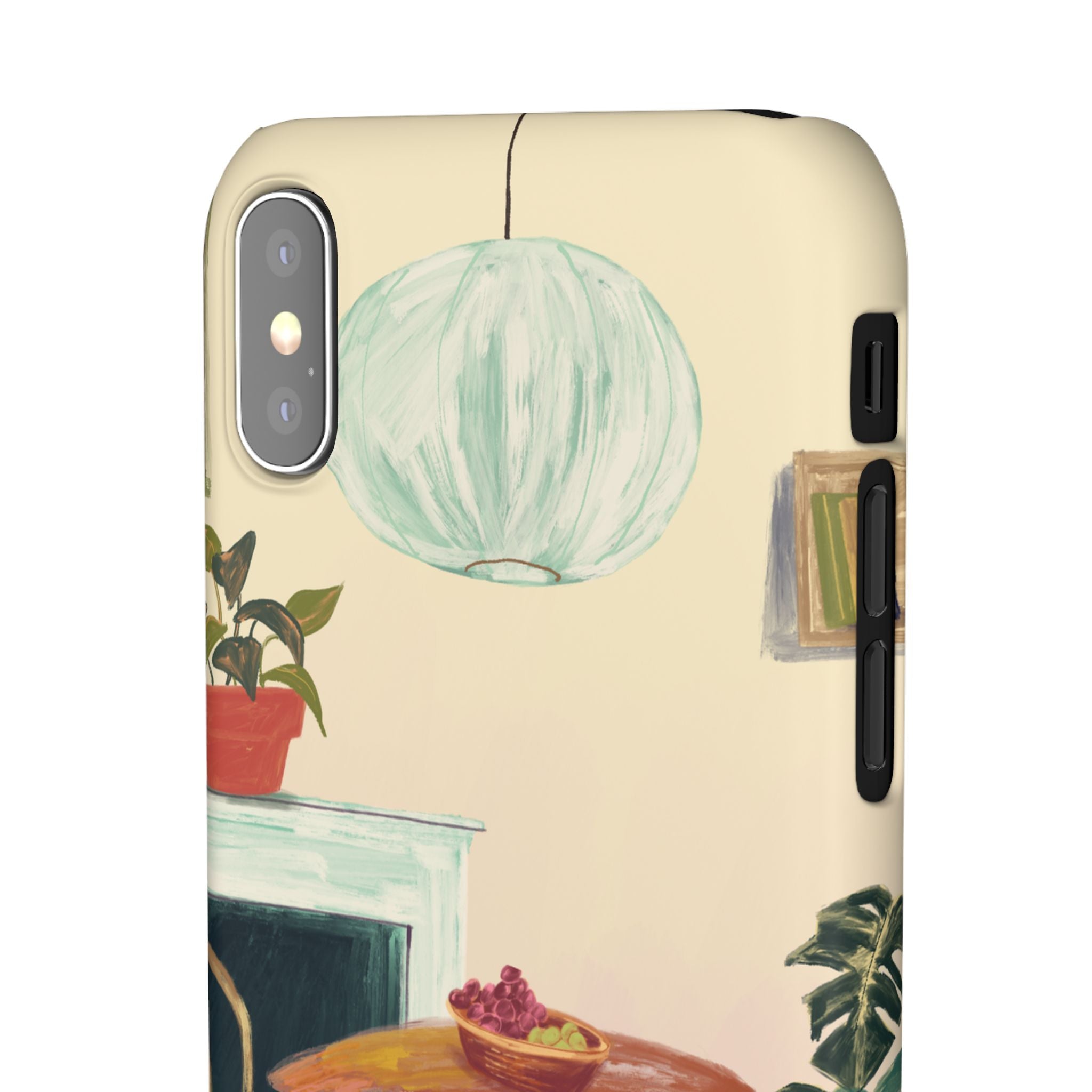 Vintage Bistro Phone Case — Cozy Cafe Interior Illustration Snap Case
