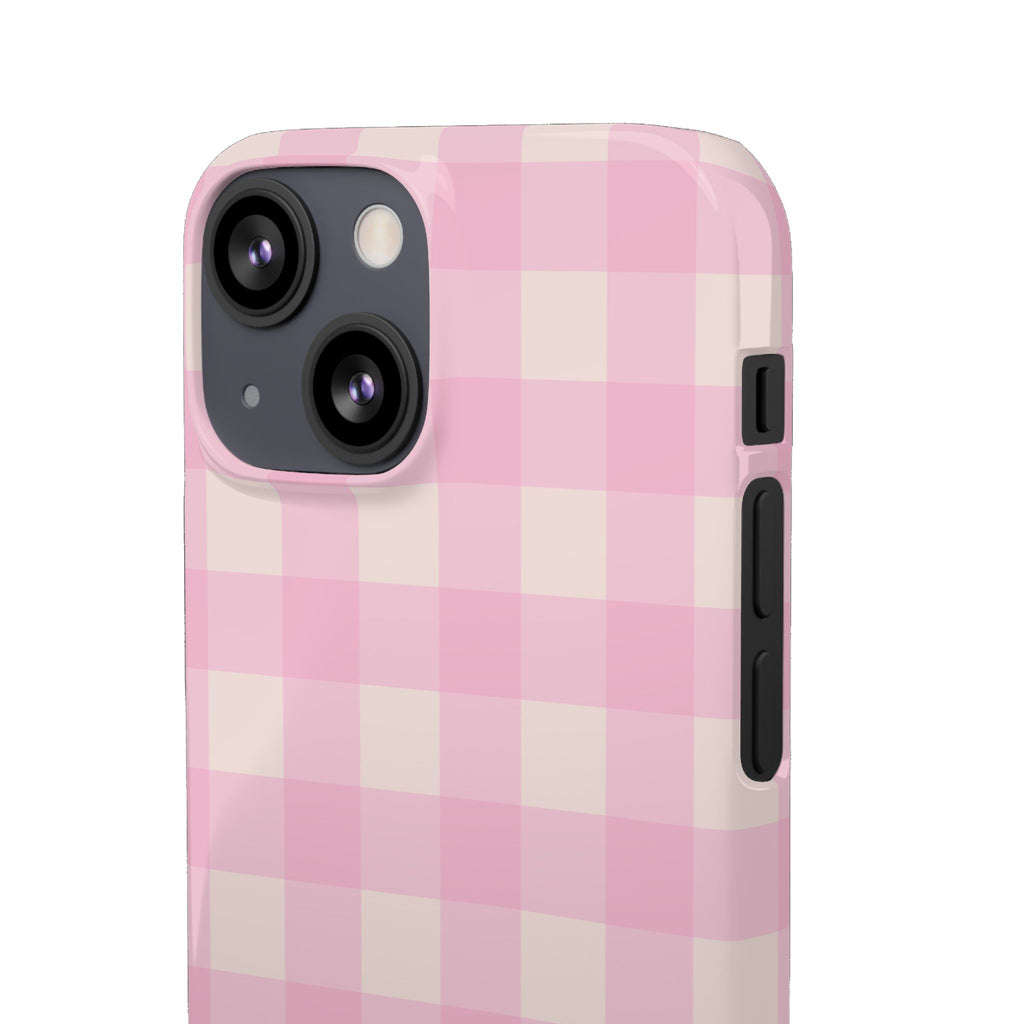 Pink Gingham Snap Phone Case - Cute Pastel Checkered iPhone Cover