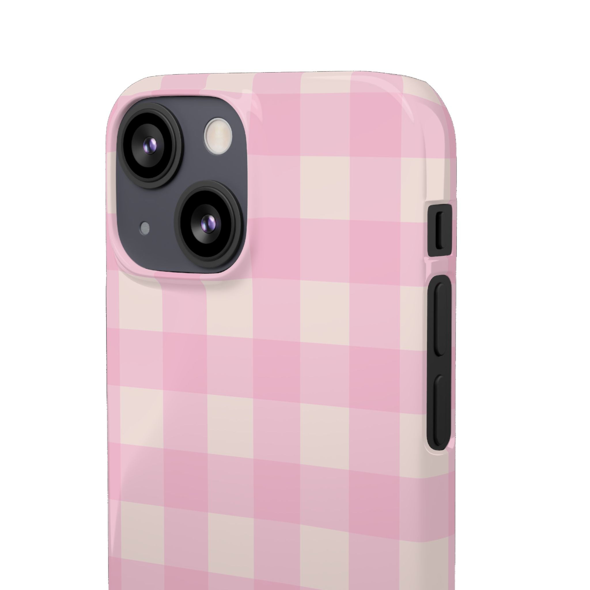Pink Gingham Snap Phone Case - Cute Pastel Checkered iPhone Cover