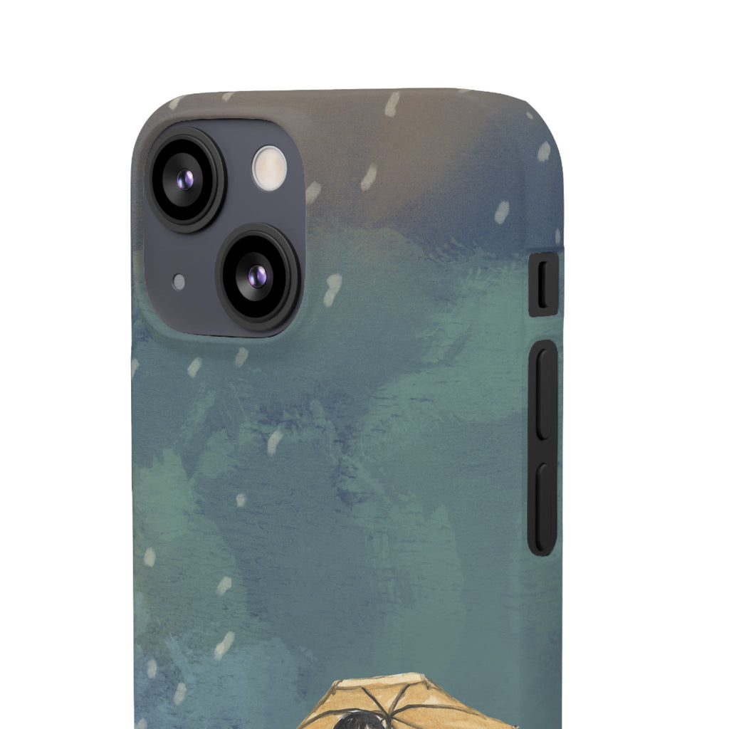 Artistic Rainfall Phone Case – Woman with Umbrella Design