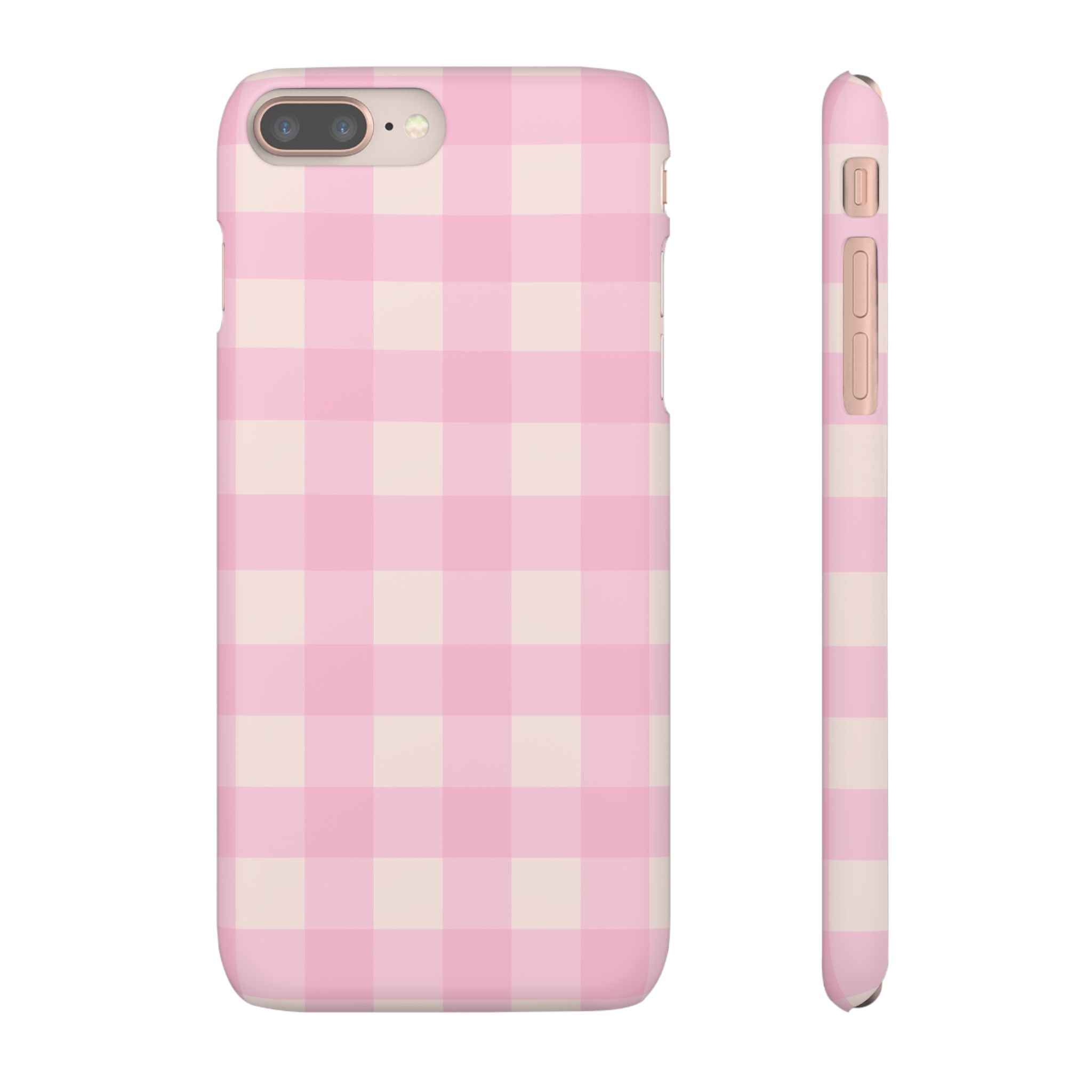 Pink Gingham Snap Phone Case - Cute Pastel Checkered iPhone Cover