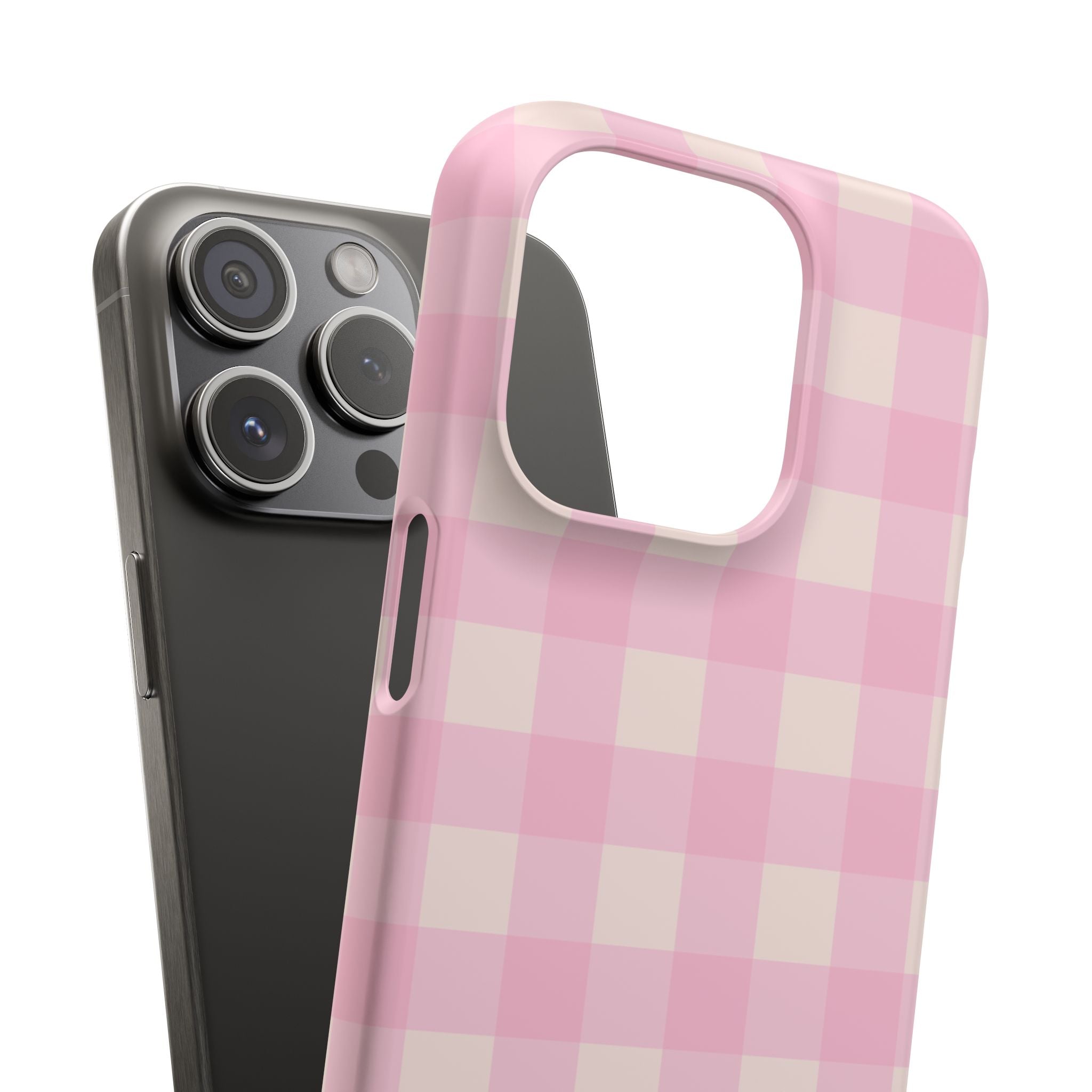 Pink Gingham Snap Phone Case - Cute Pastel Checkered iPhone Cover