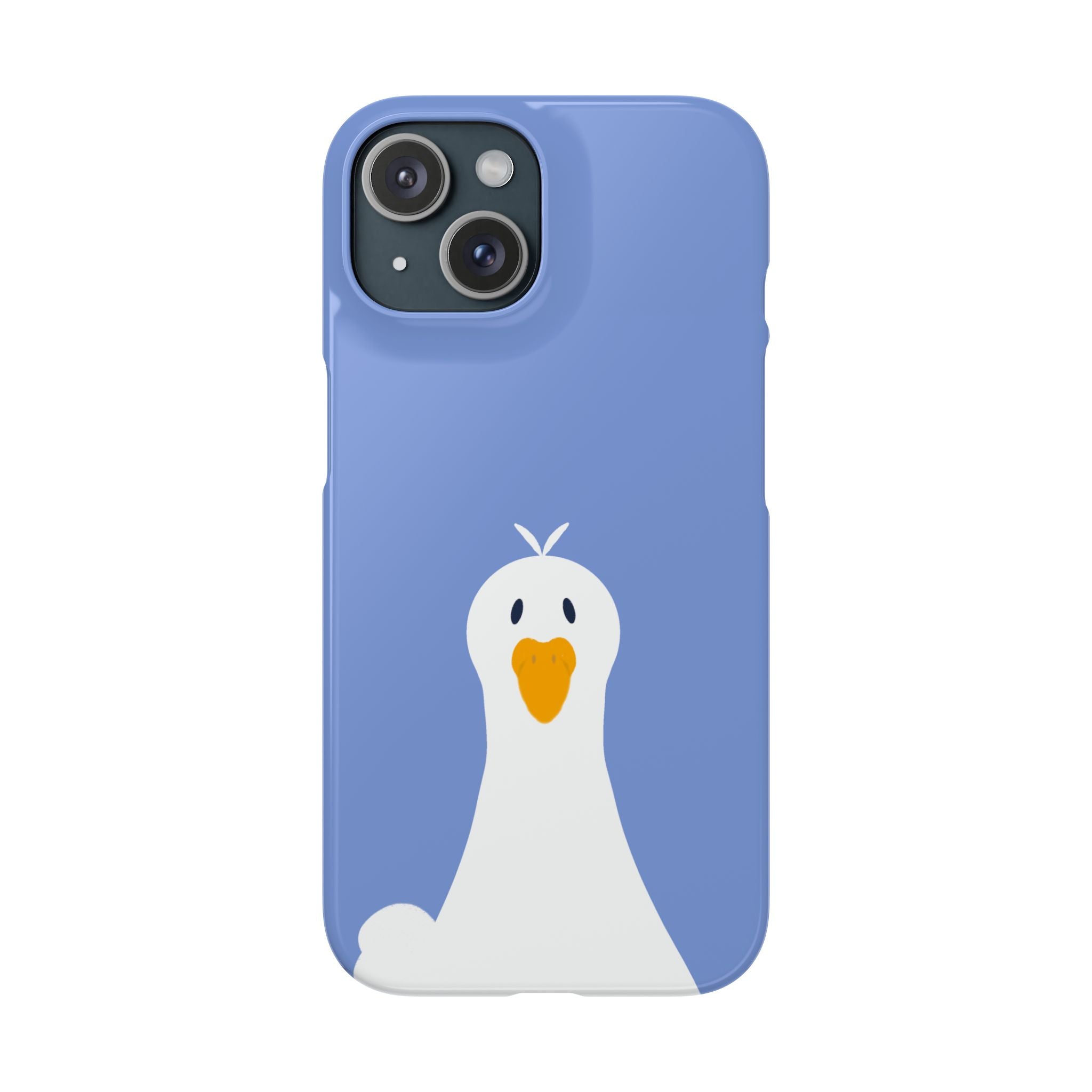 Cute Goose Phone Case – Blue Snap Phone Cover with Whimsical Bird Design