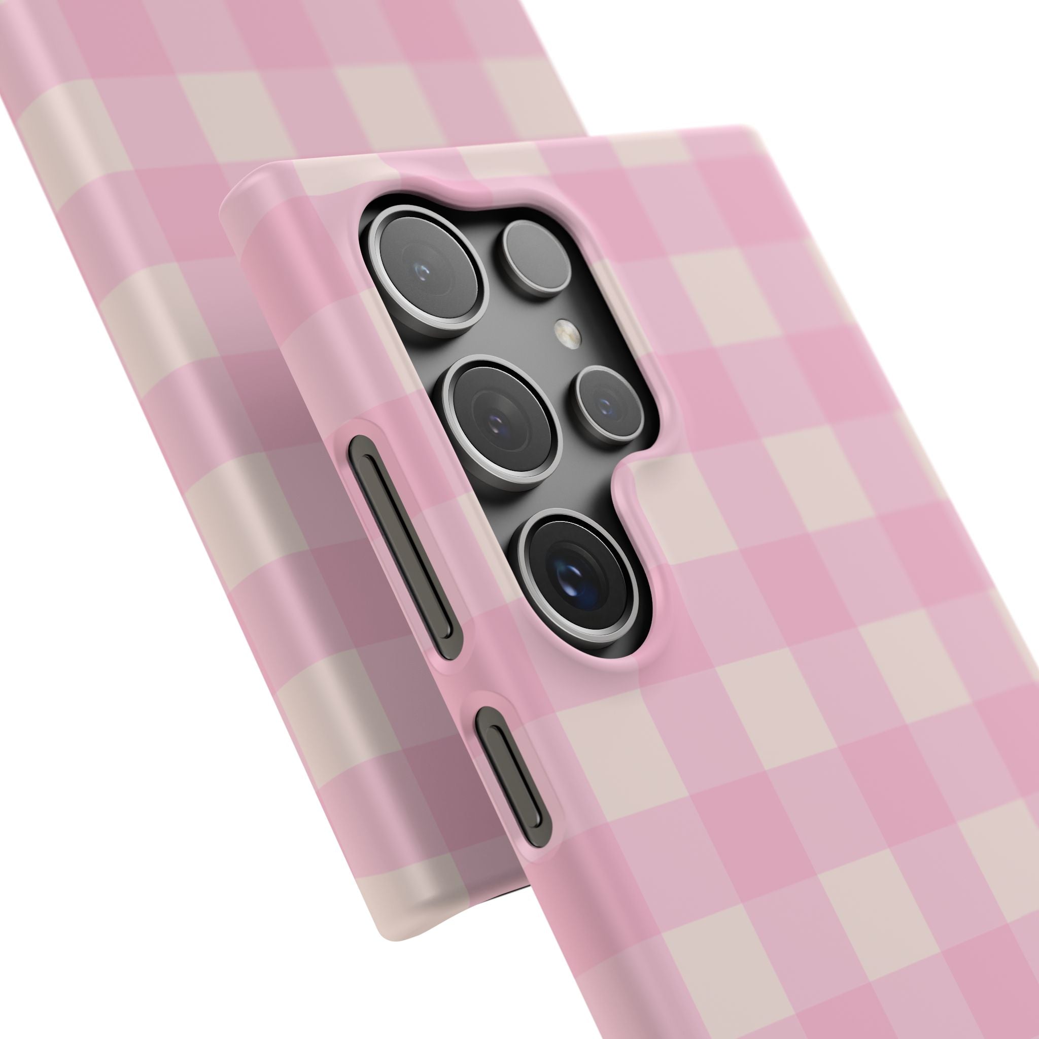 Pink Gingham Snap Phone Case - Cute Pastel Checkered iPhone Cover