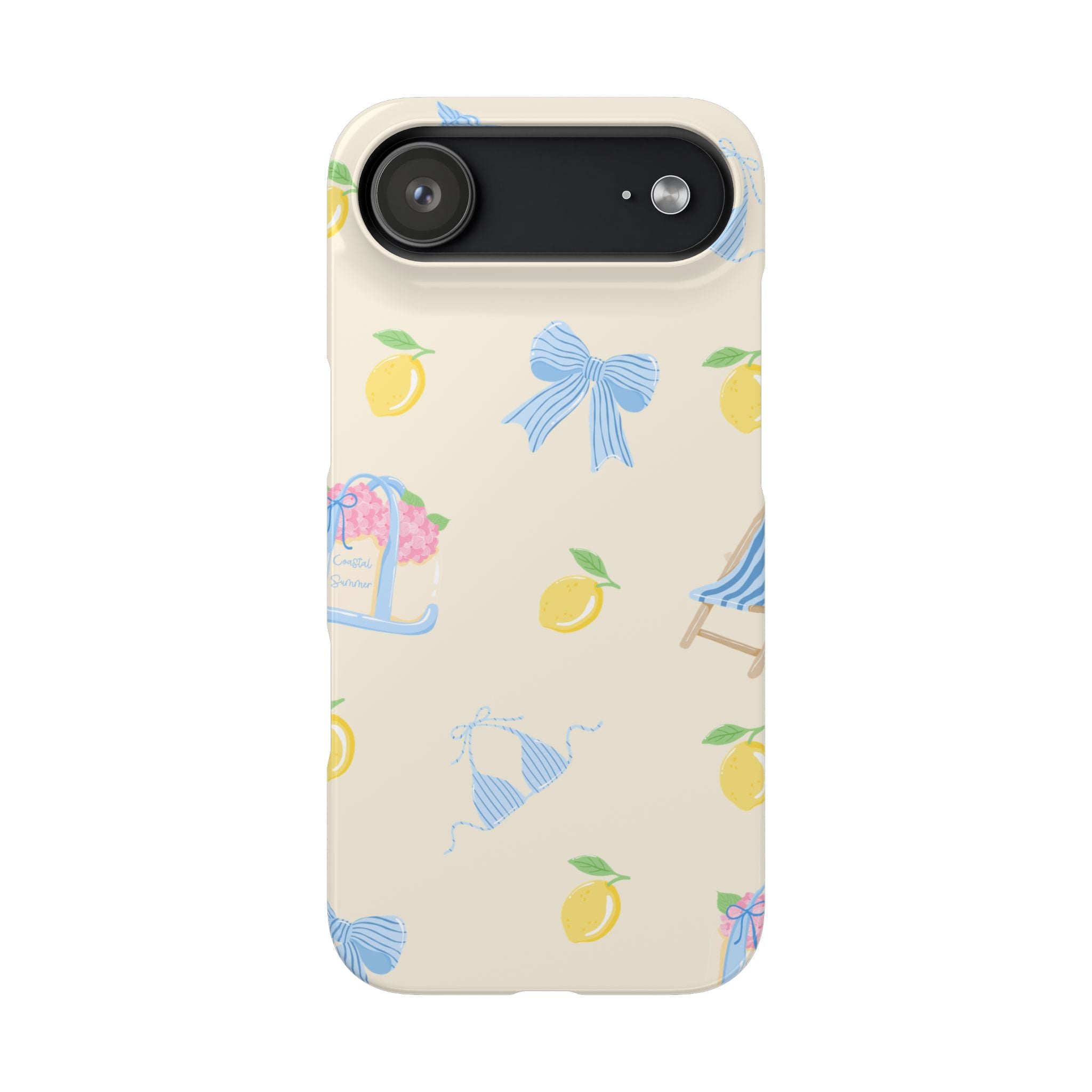 Cute Lemon & Beach Pattern Phone Case — Pastel Summer Snap Case
