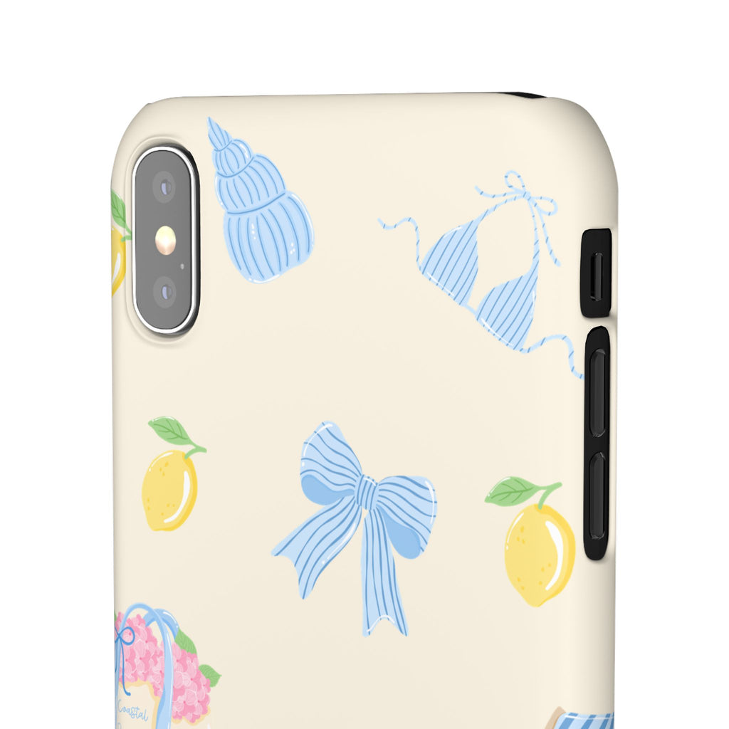 Cute Lemon & Beach Pattern Phone Case — Pastel Summer Snap Case