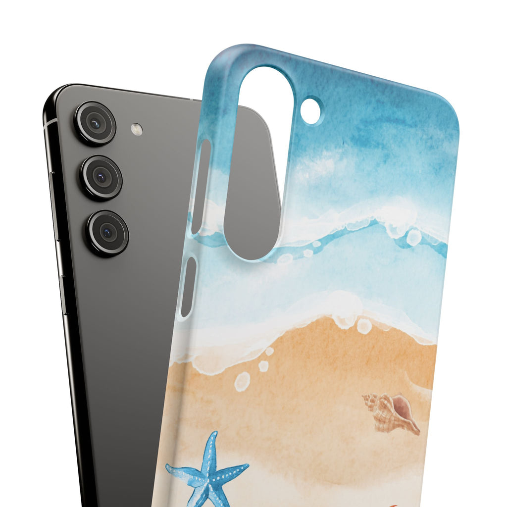 Beach Scene Phone Case — Watercolor Sand, Seashells & Crabs