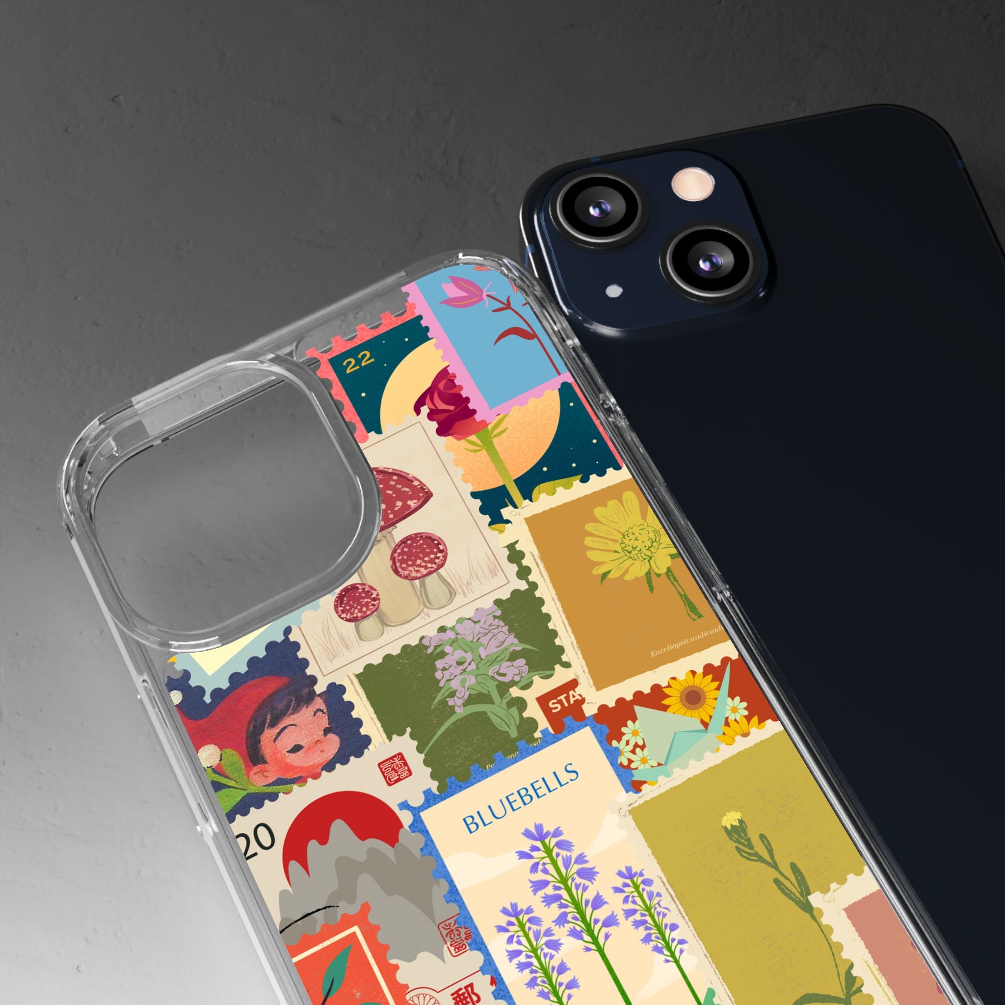 Clear Case — Vintage Floral Stamp Collage Phone Case