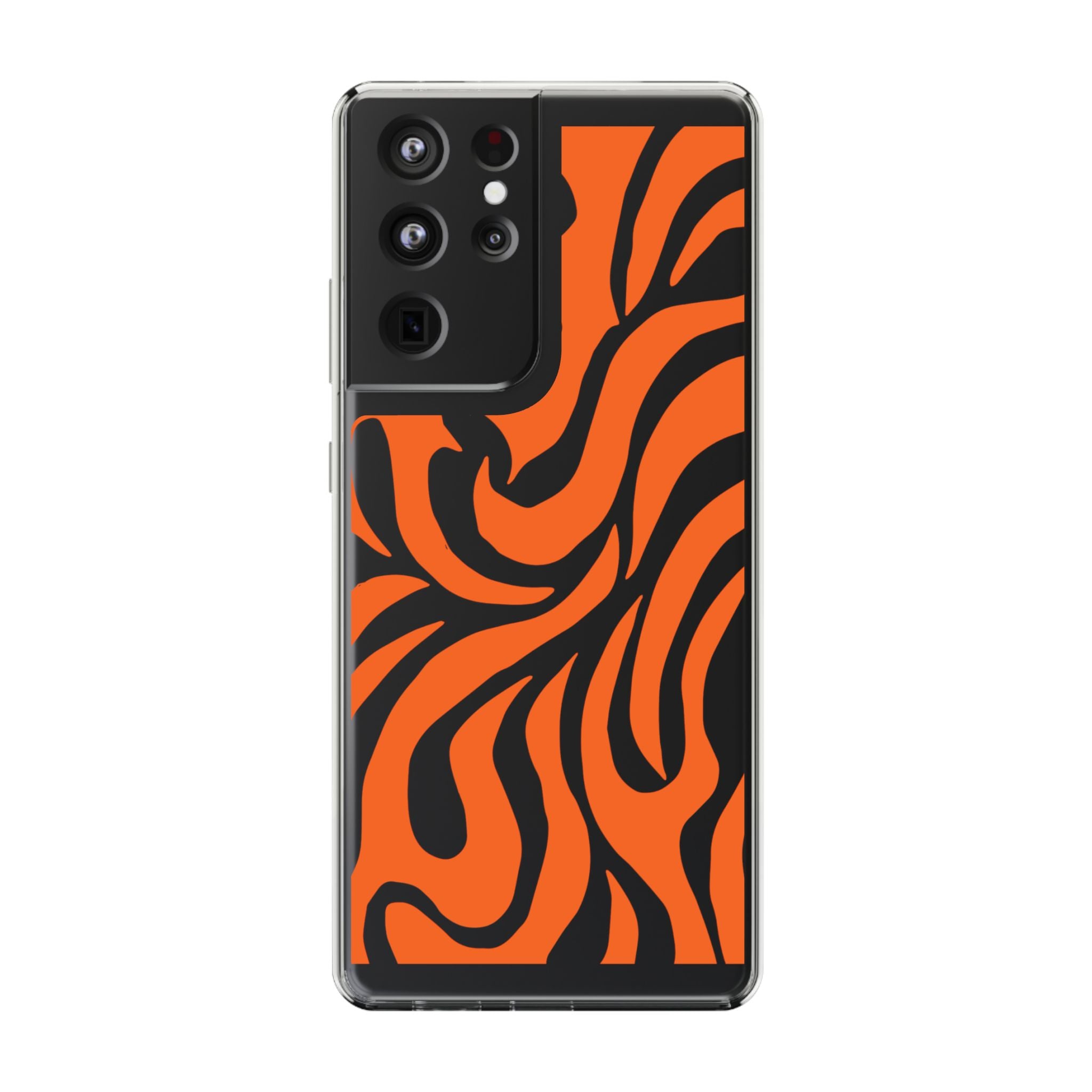 Orange Tiger Stripe Clear Phone Case — Bold Animal Print iPhone Cover